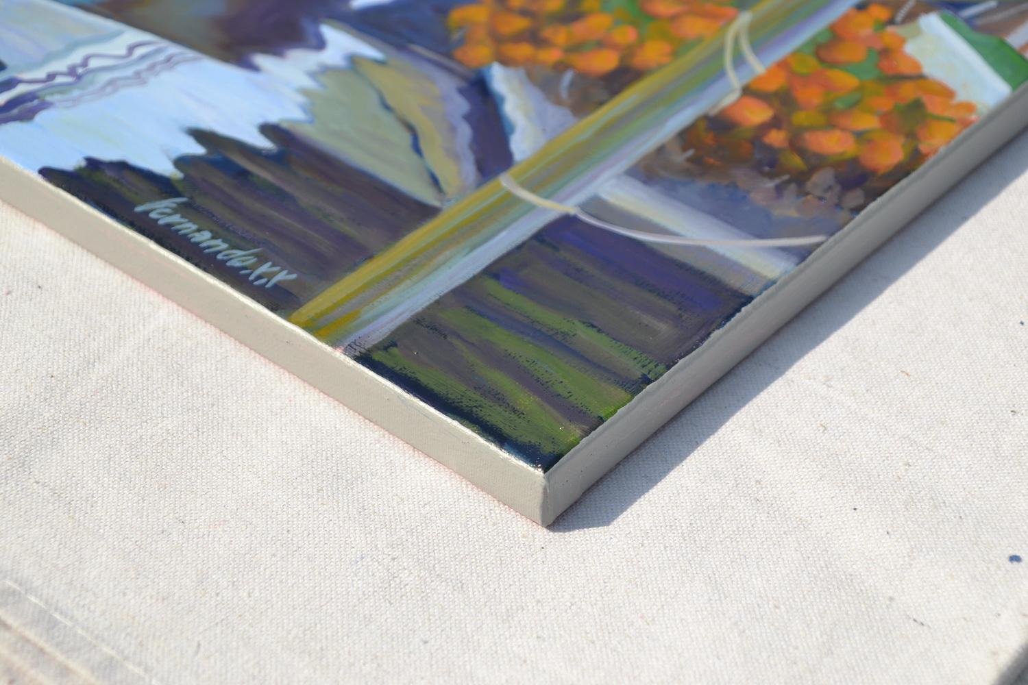 Quiet Bay, Oil Painting - Gray Landscape Painting by Fernando Soler