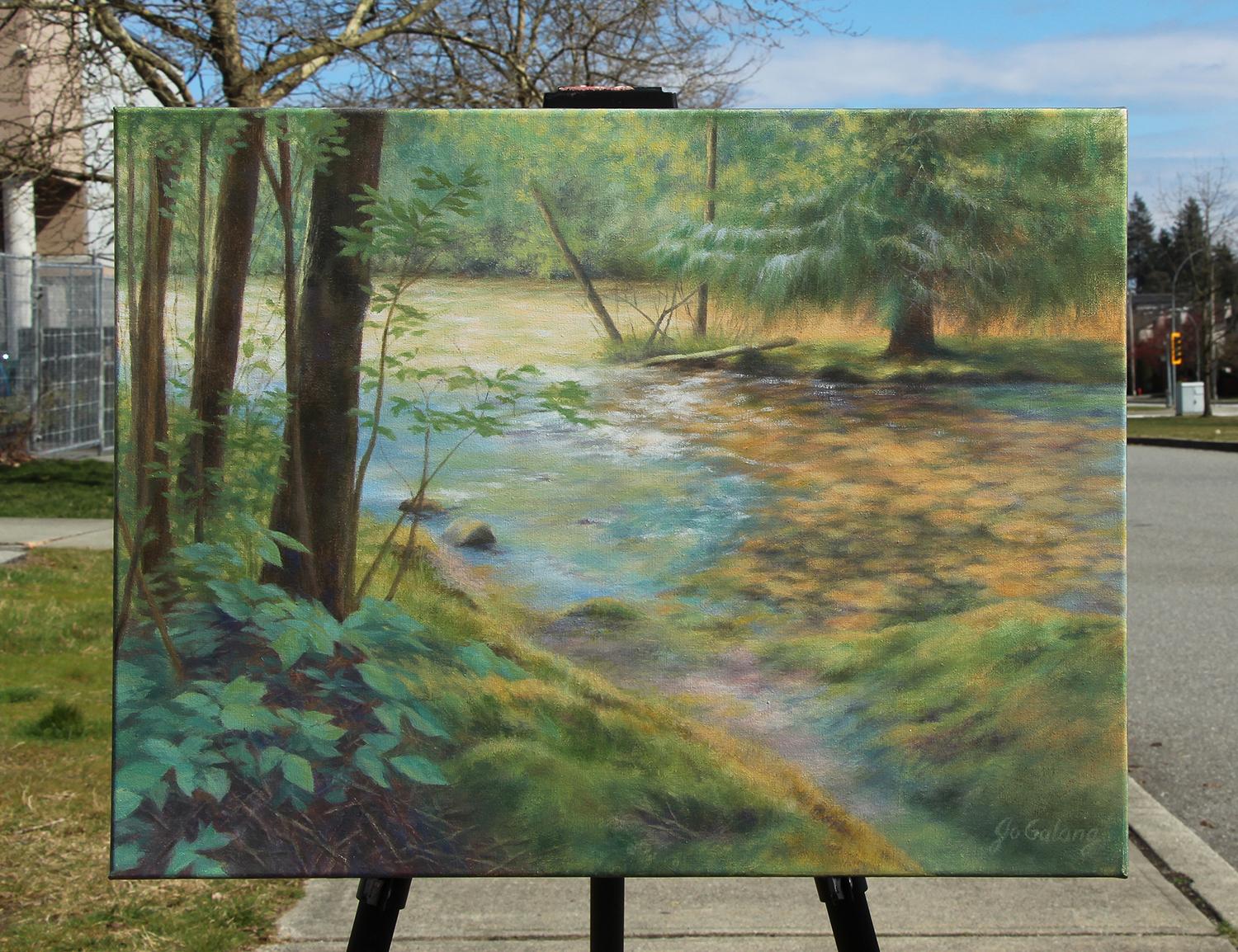 Susurros de primavera, Pintura al óleo - Painting realista estadounidense de Jo Galang
