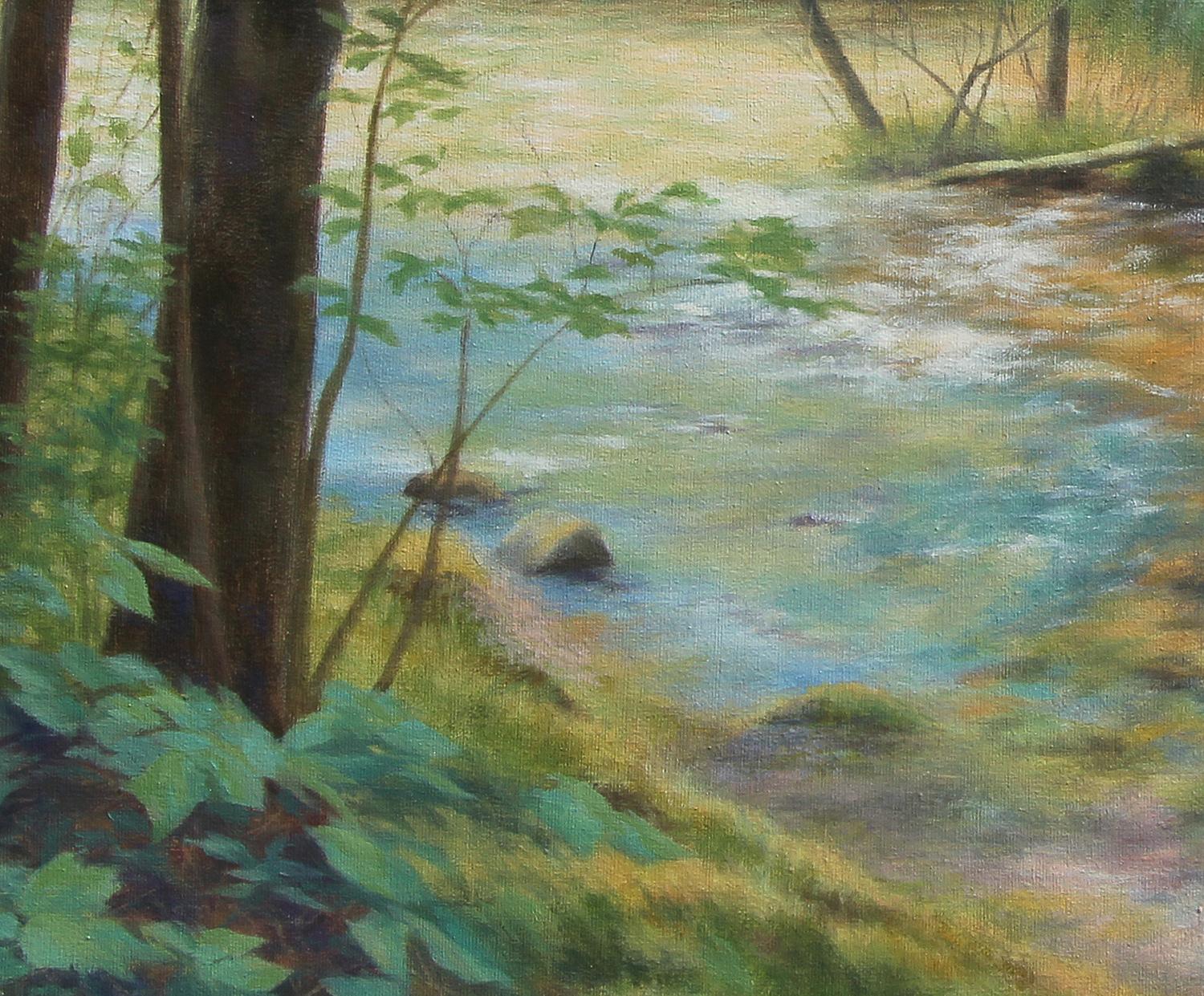 <p>Artist Comments<br />While on a summer hike in the woods, Jo discovered this stream and small pool of water. She says she couldn't resist stopping and dipping her feet in the cool water. 