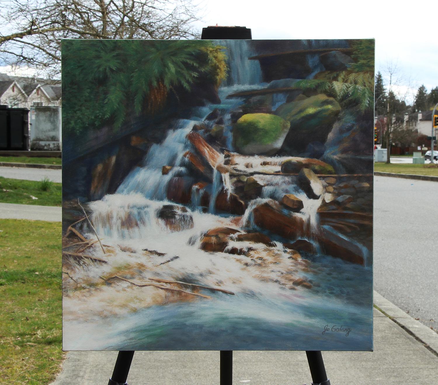 Agua rápida, Pintura al óleo - Painting realista estadounidense de Jo Galang
