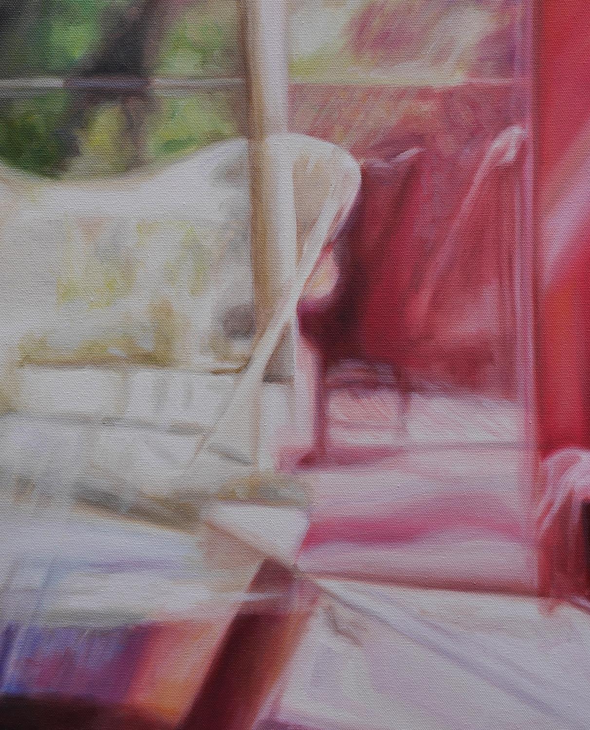 <p>Artist Comments<br />An abstract depiction of the essence of morning light shining through the window of a living room, in which stands an ambiguous, almost invisible figure. The blurry nature of the painting and the figure's ambiguity refer to