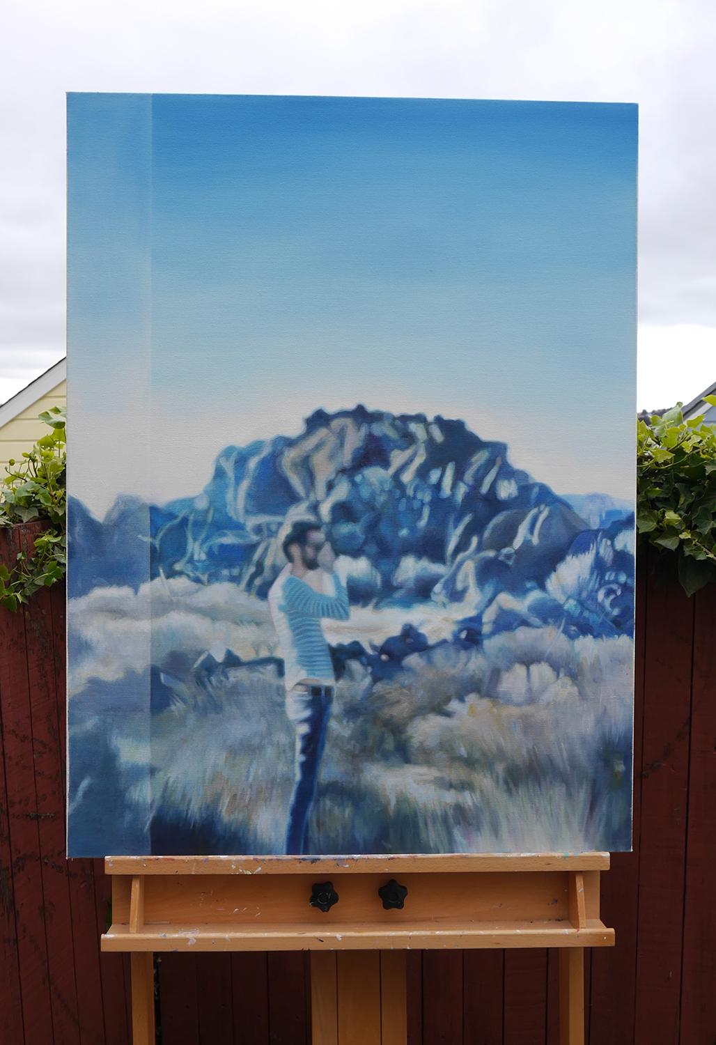 In Precedente, Pittura a olio - Landscape Painting Blu di Kristen Brown