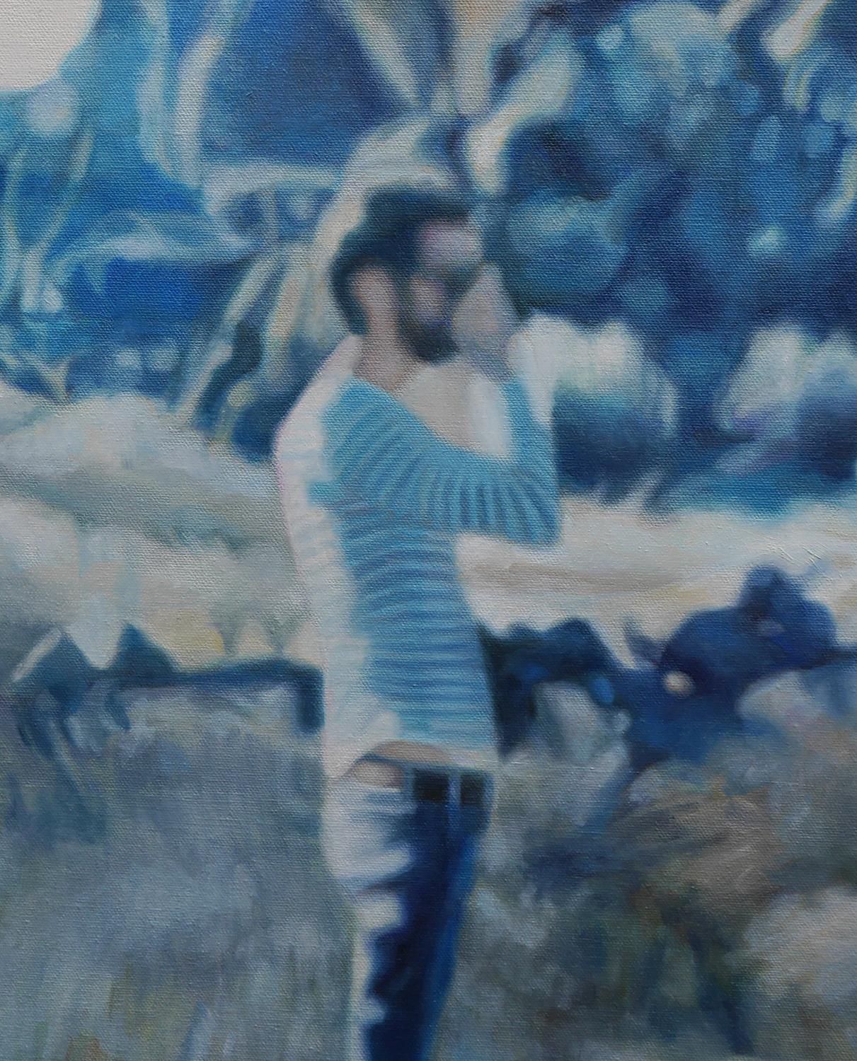 <p>Commenti dell'artista<br />Una scena mattutina di un uomo con una camicia a righe che esplora un paesaggio roccioso e ricoperto di brina. L'ambientazione è dipinta con una luce soffusa per creare un aspetto nebuloso che esprime un senso di