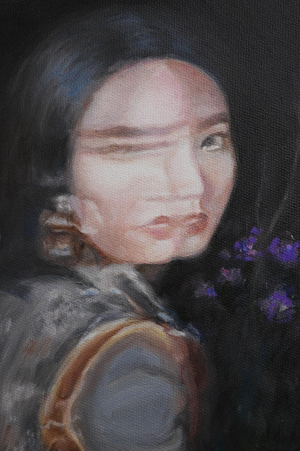 <p>Artist Comments<br />This portrait depicts a woman looking back against a night sky and a sea of wildflowers. Wearing an ambivalent expression, there is an unknown quality to the woman, which evokes a sense of secrecy and romanticism. The air of