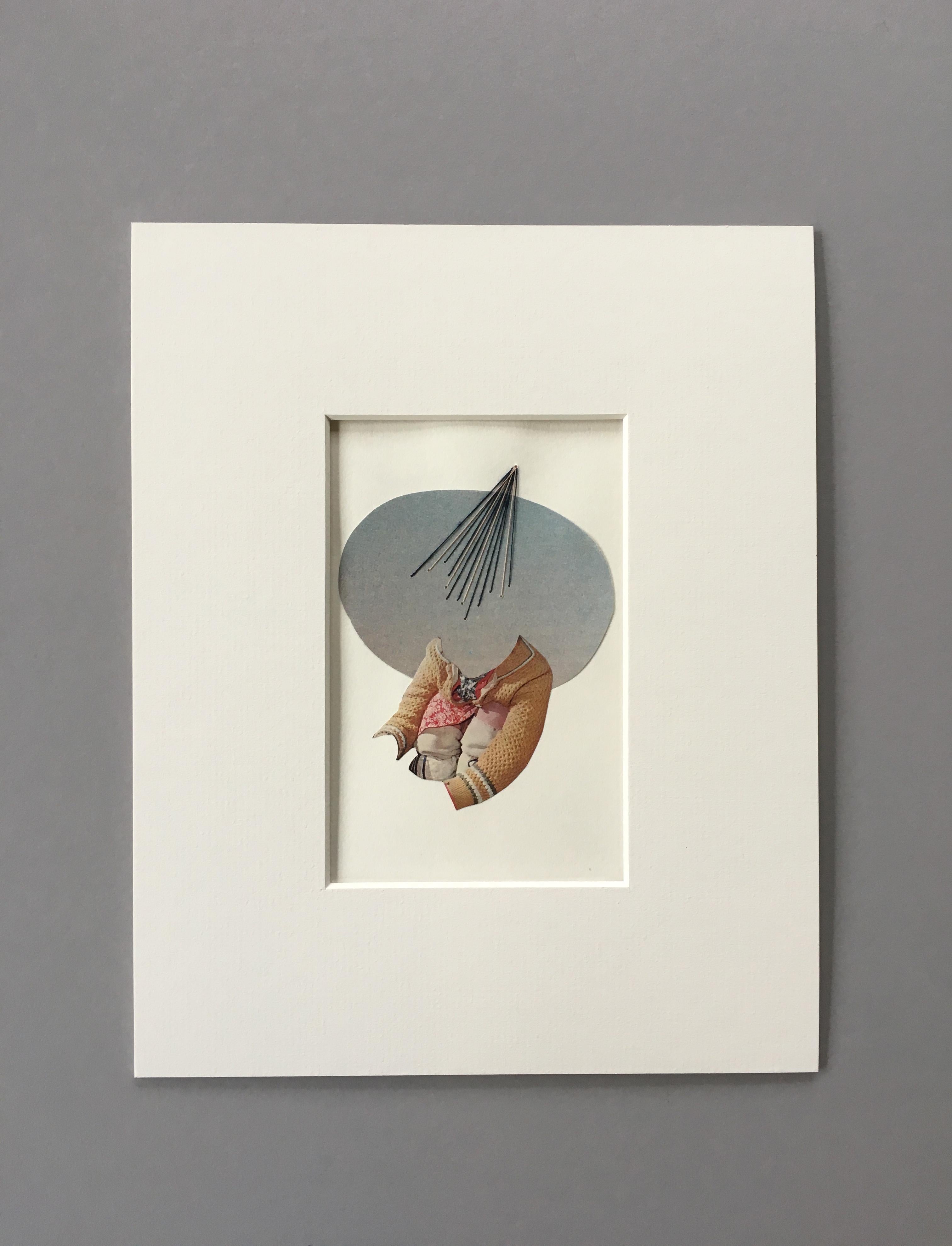 <p>Artist Comments<br />Onward was created as part of my ongoing Celestial series of mixed media works. This piece is about transcending the physical. The work is made of collage, paper, thread, and archival adhesive. It is matted with an archival