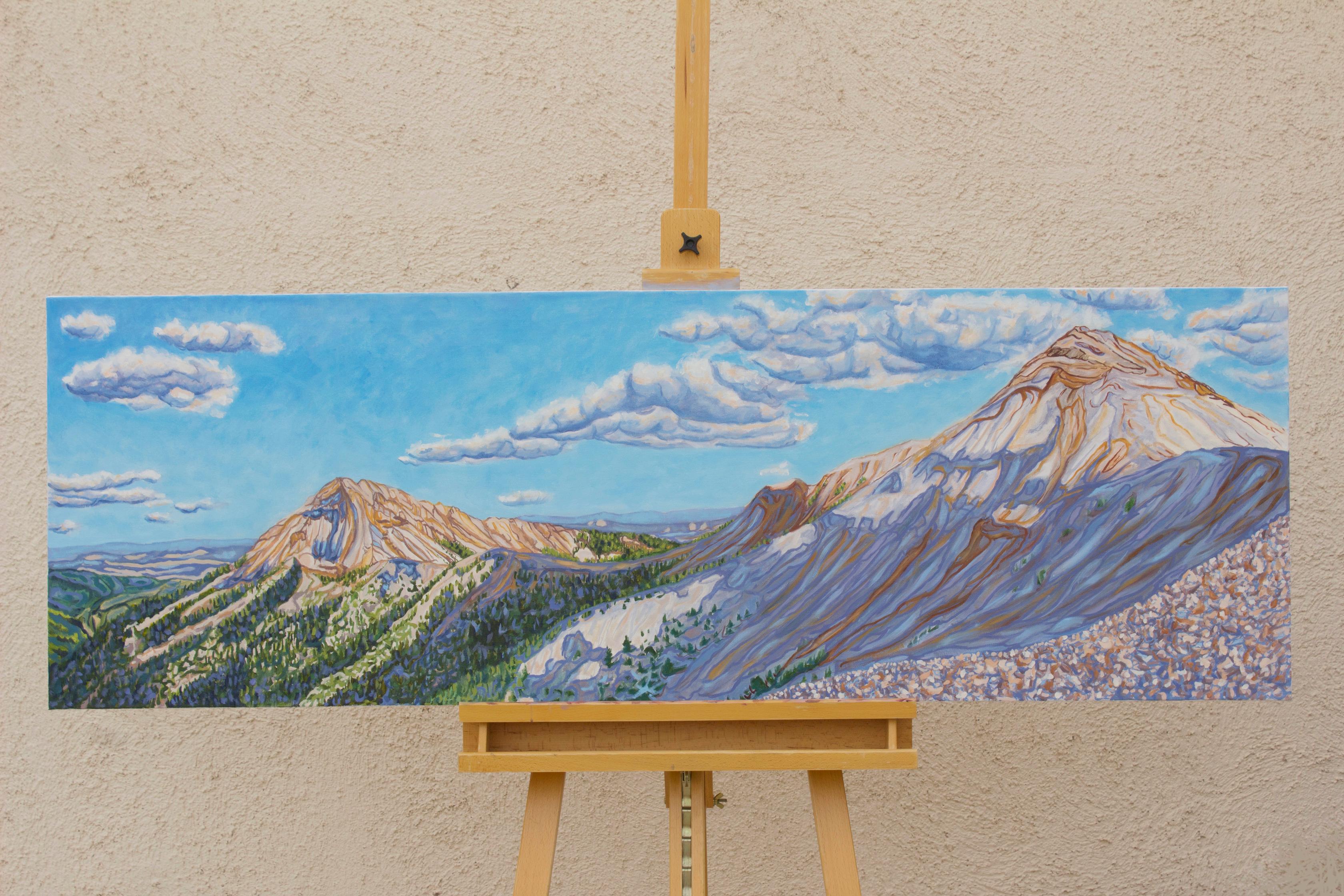 <p>Artist Comments<br /> This piece was inspired by a hike on a stunning ridge leading to two prominent peaks in the Tushar Mountains. I was dealing with an injury, and the shadowed peaks seemed symbolic of the obstacles I was facing. At the same