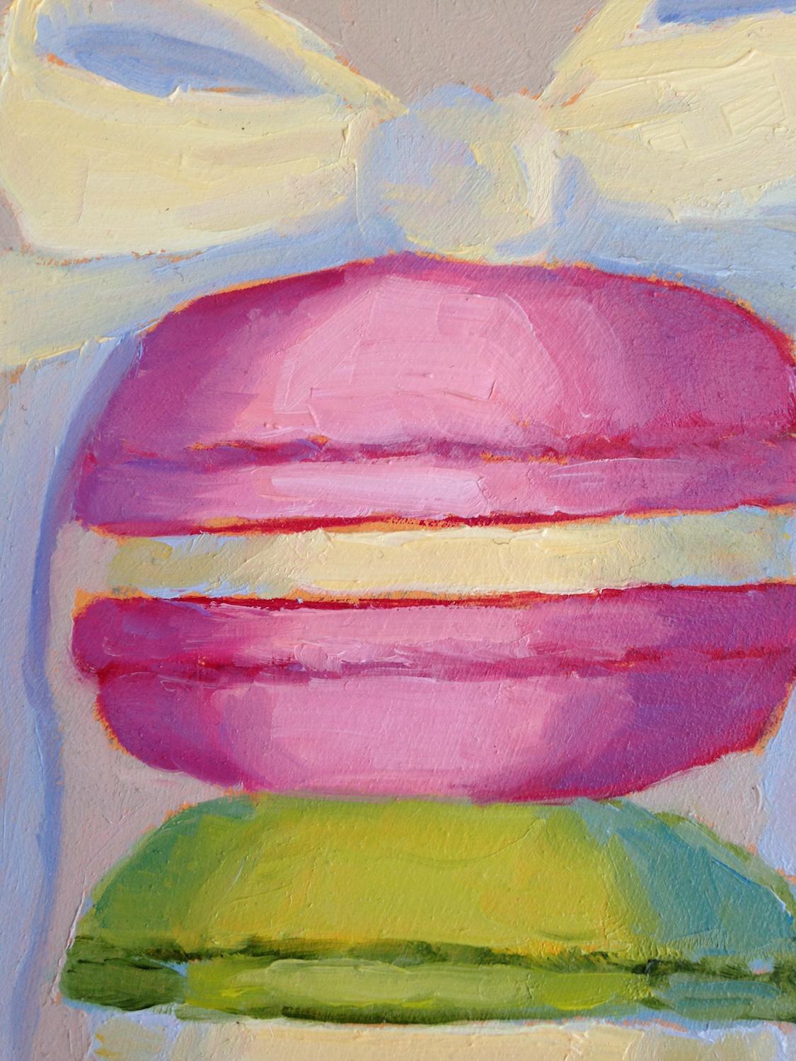 Two Macarons, Oil Painting - Gray Still-Life Painting by Pat Doherty