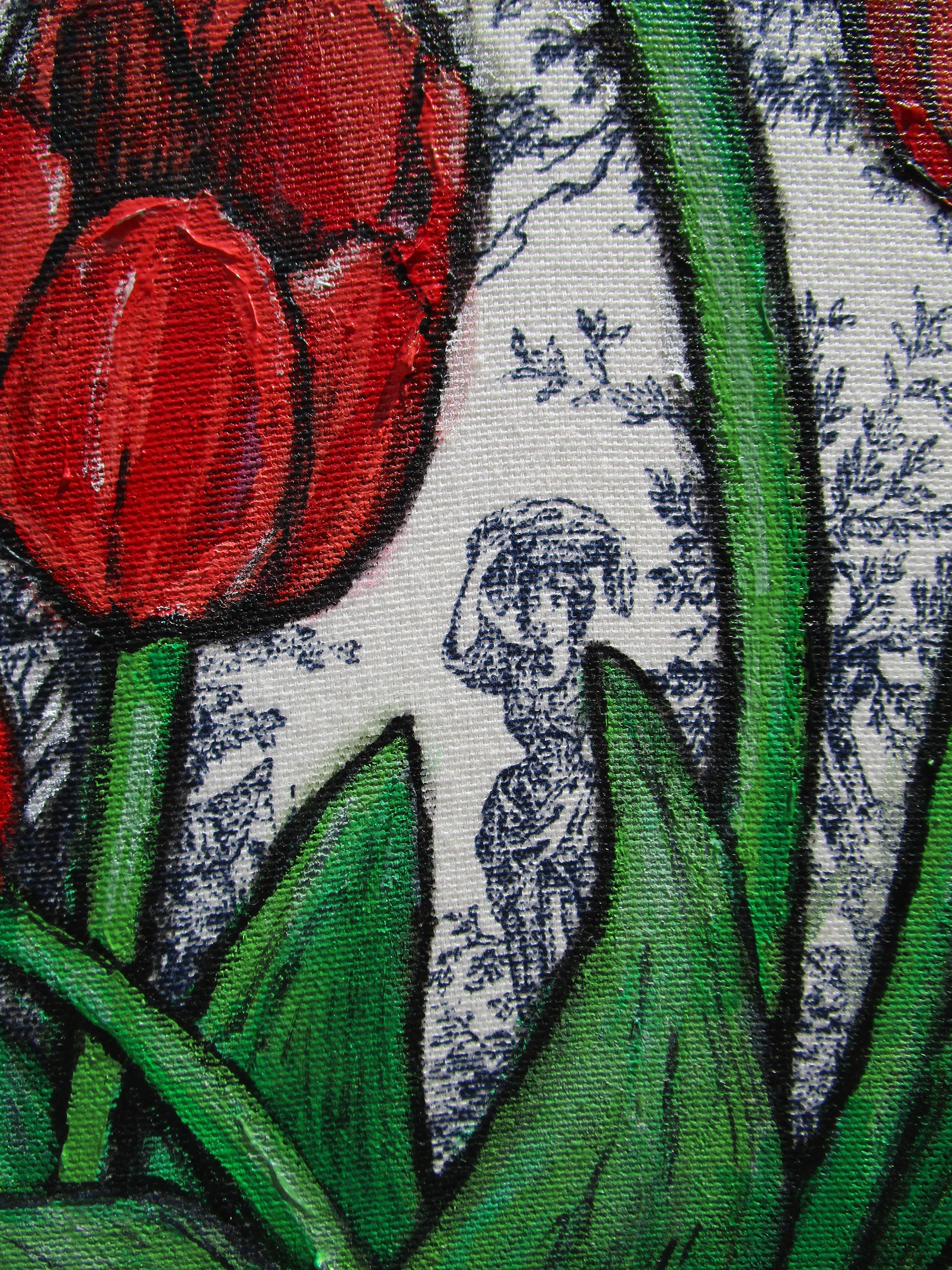 Red Tulips, Original Painting - Contemporary Art by Greg Angelone