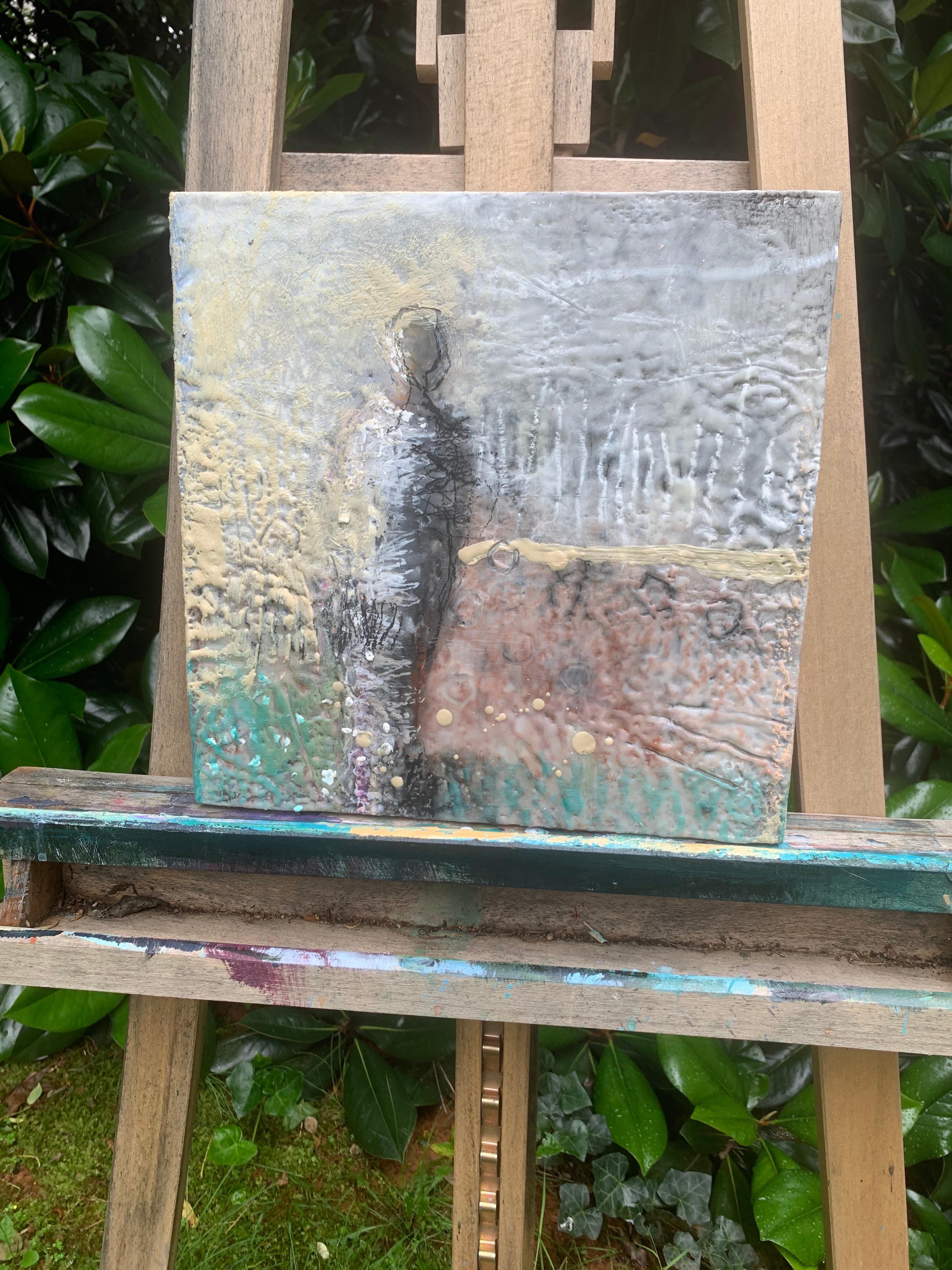 <p>Artist Comments<br />Multiple layers of transparent encaustic wax layered on birch panel. Gena worked each layer with oil bar and a technique called grattage - a surrealist painting style where a textured object is layered with oil paint and then
