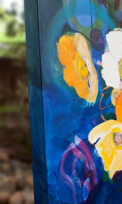 Poppies in Blue, Abstract Painting