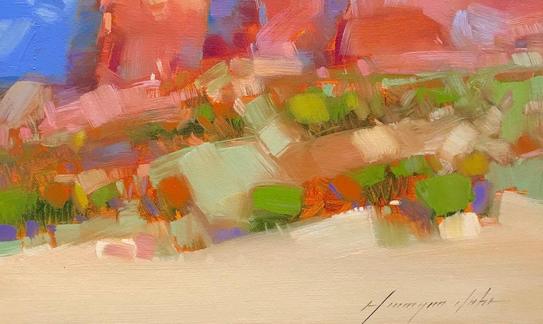 Desert Cliffs, Oil Painting - Abstract Impressionist Art by Vahe Yeremyan
