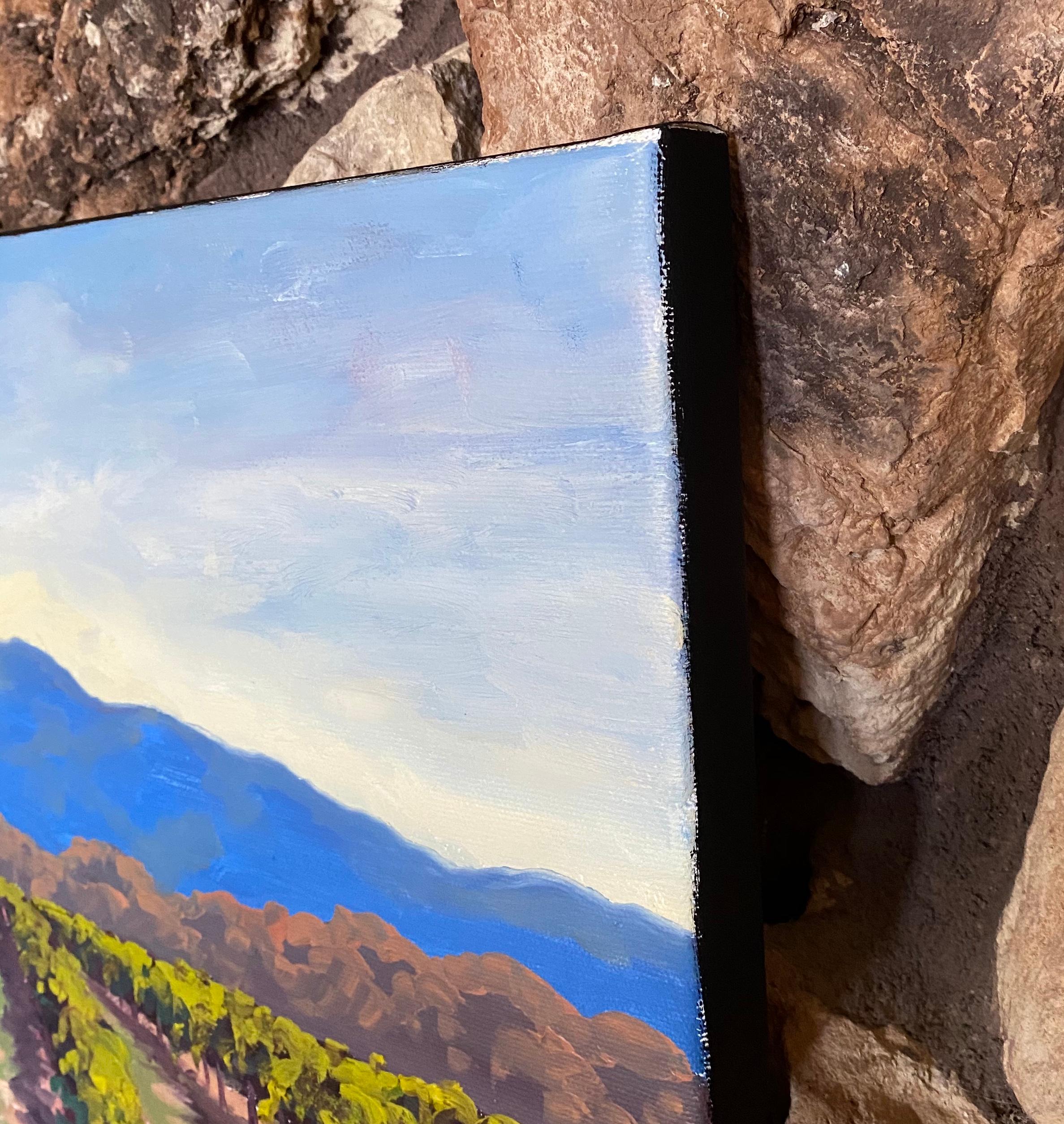 Mt Konocti Vineyards, Oil Painting - Gray Landscape Painting by Steven Guy Bilodeau