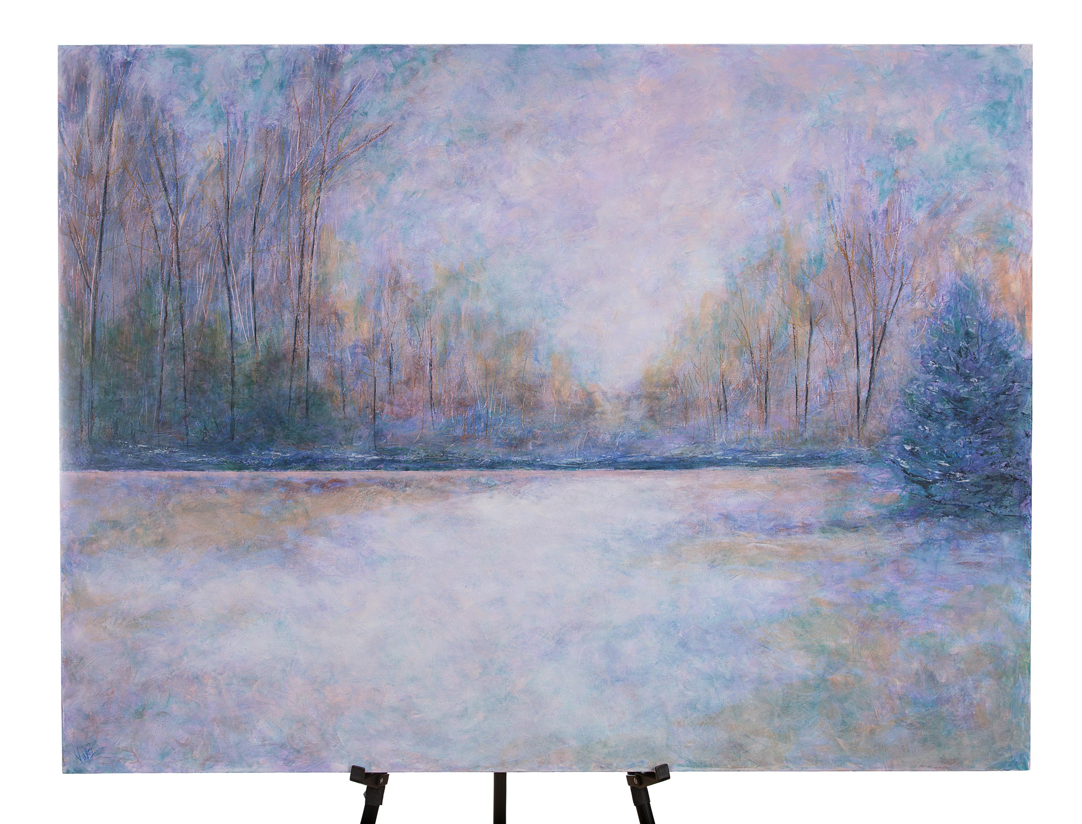 Trees In Winter, Oil Painting - Abstract Impressionist Art by Valerie Berkely
