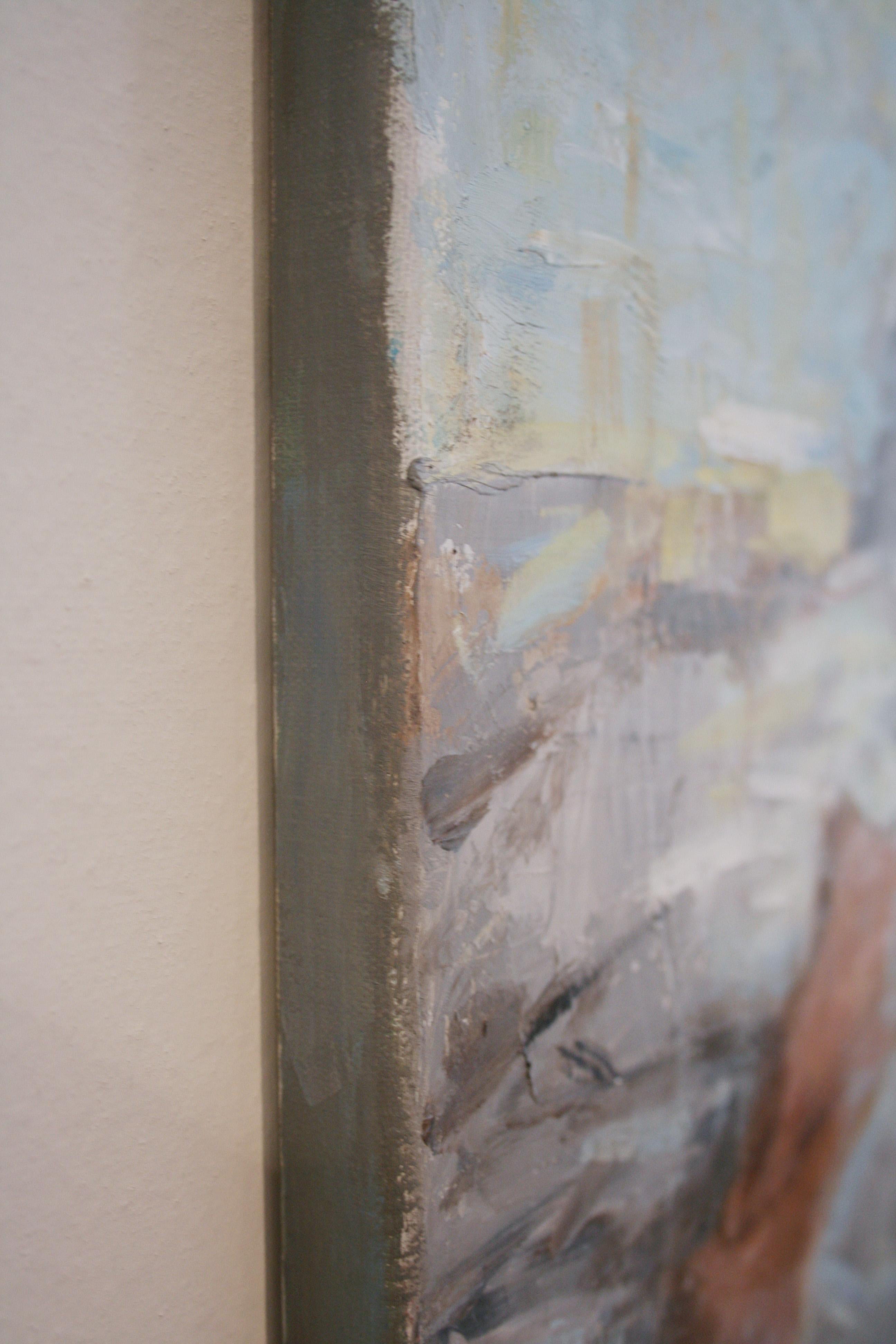 Restful II, Oil Painting - Gray Nude Painting by Lisa Nielsen