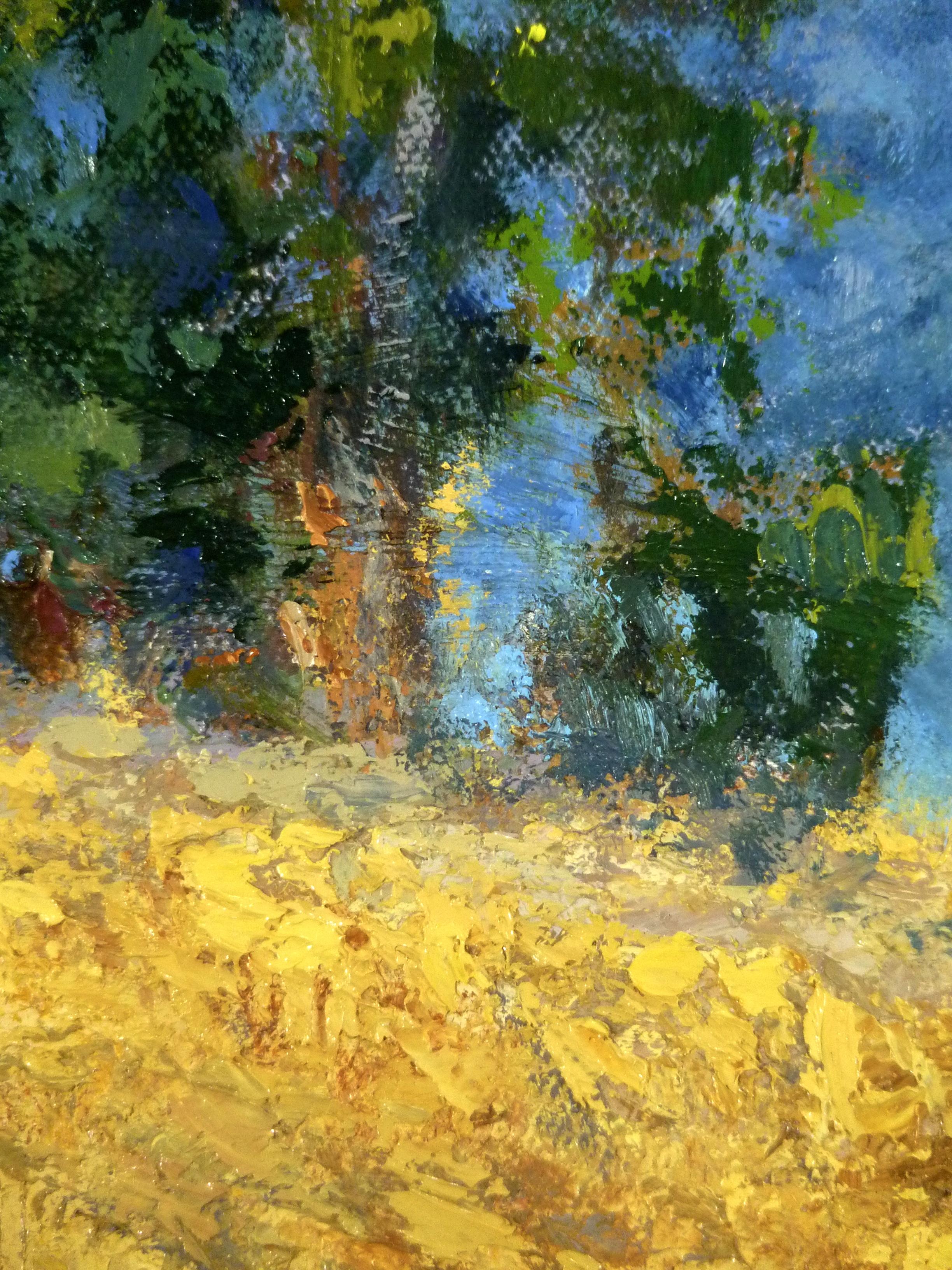 Santa Ana Gold, Oil Painting - Abstract Impressionist Art by Elizabeth Garat