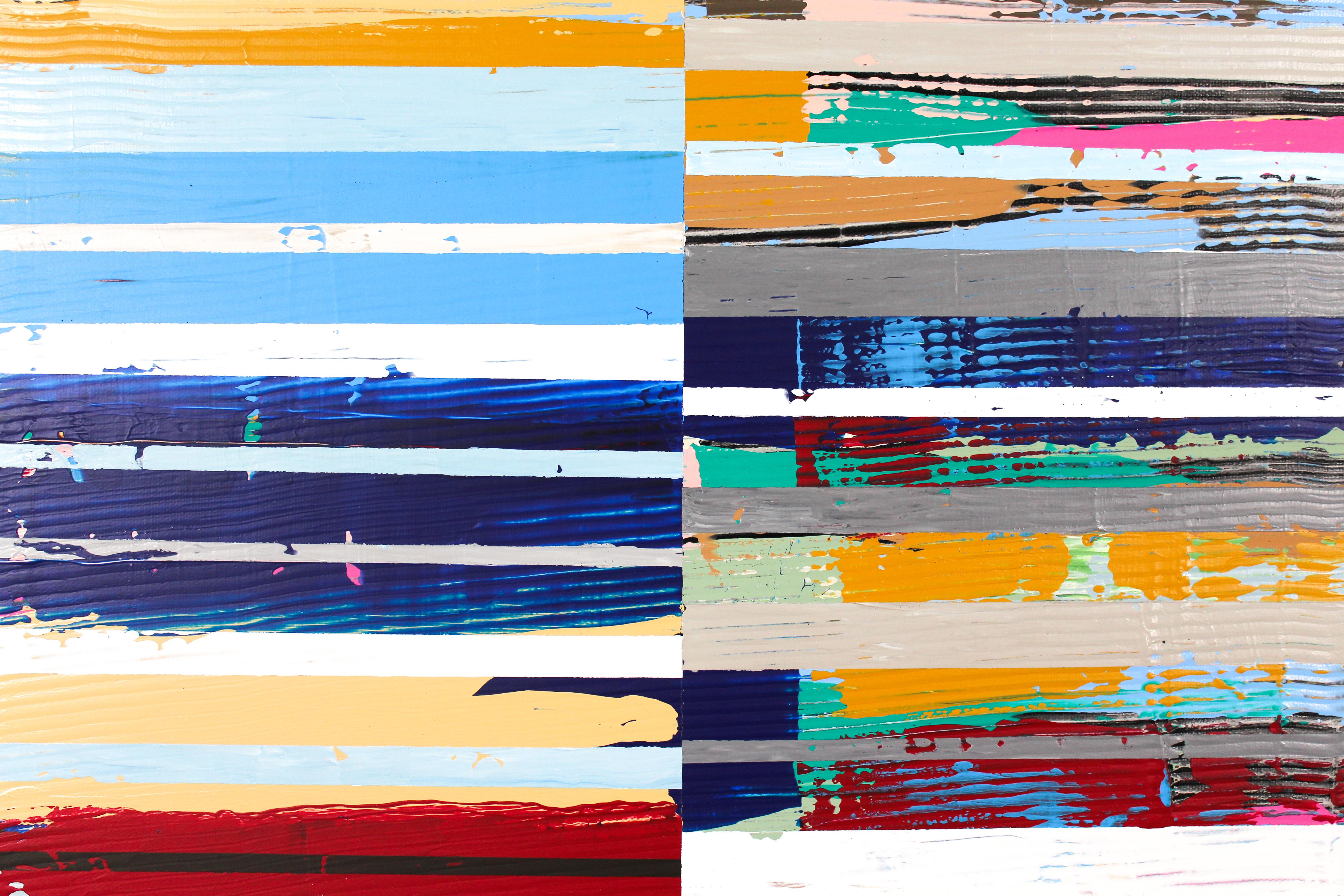 <p>Artist Comments<br>An intricate modern abstract painting in coordinated bands of color and texture, balancing intuition and planning. Part of artist Gary J. Noland Jr.'s new series composed of many layers of acrylic paint that have been smeared,