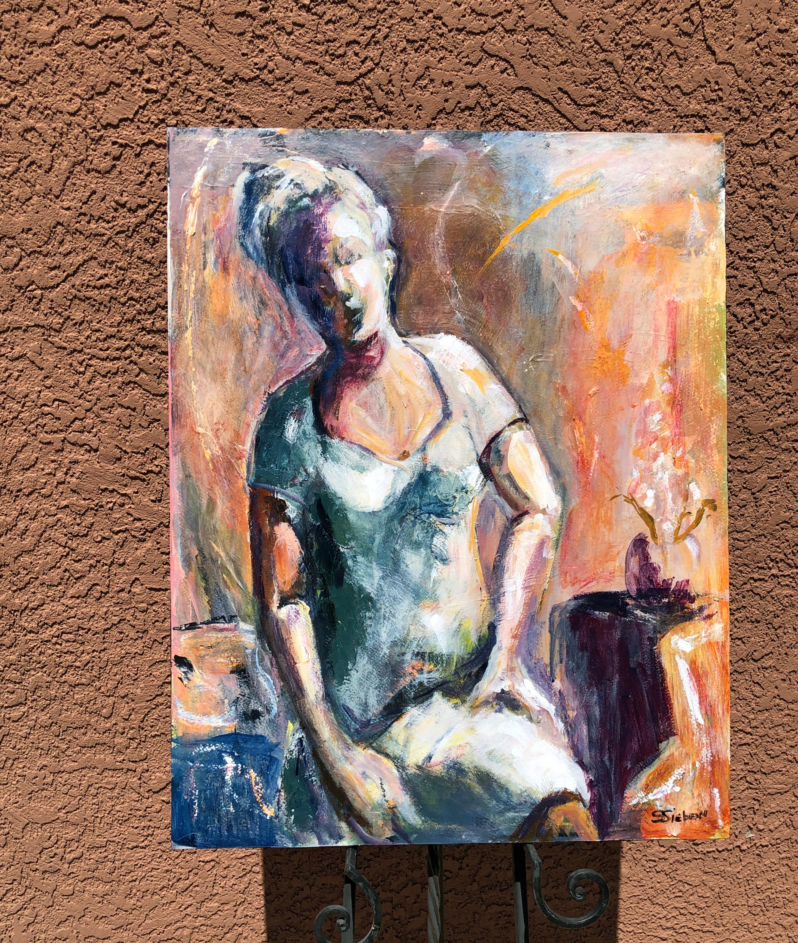 <p>Artist Comments<br>Artist Sharon Sieben describes this expressionist portrait as a moment at the end of the day. 