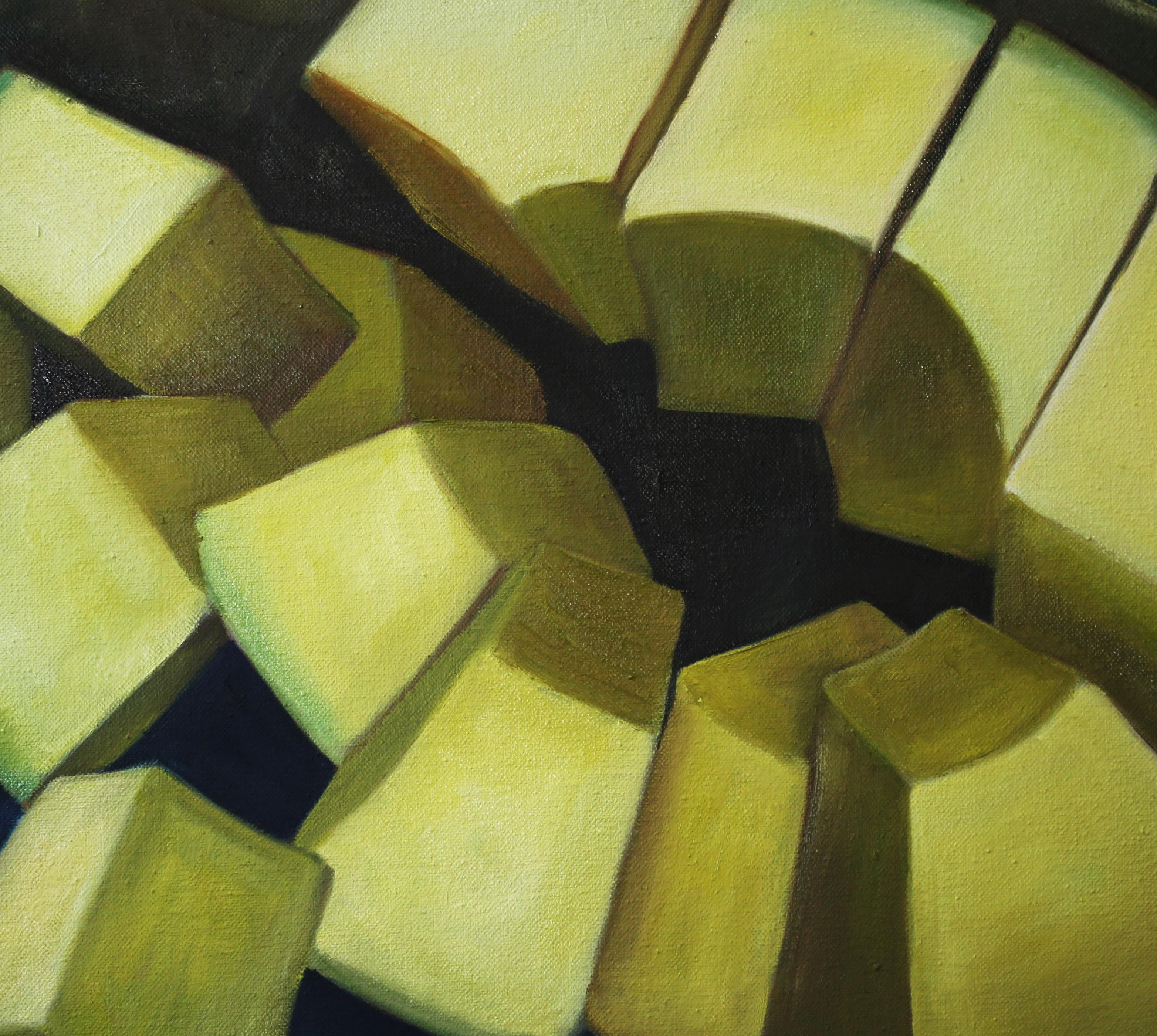 Avocado Slices, Oil Painting - Black Still-Life Painting by JJ Galloway