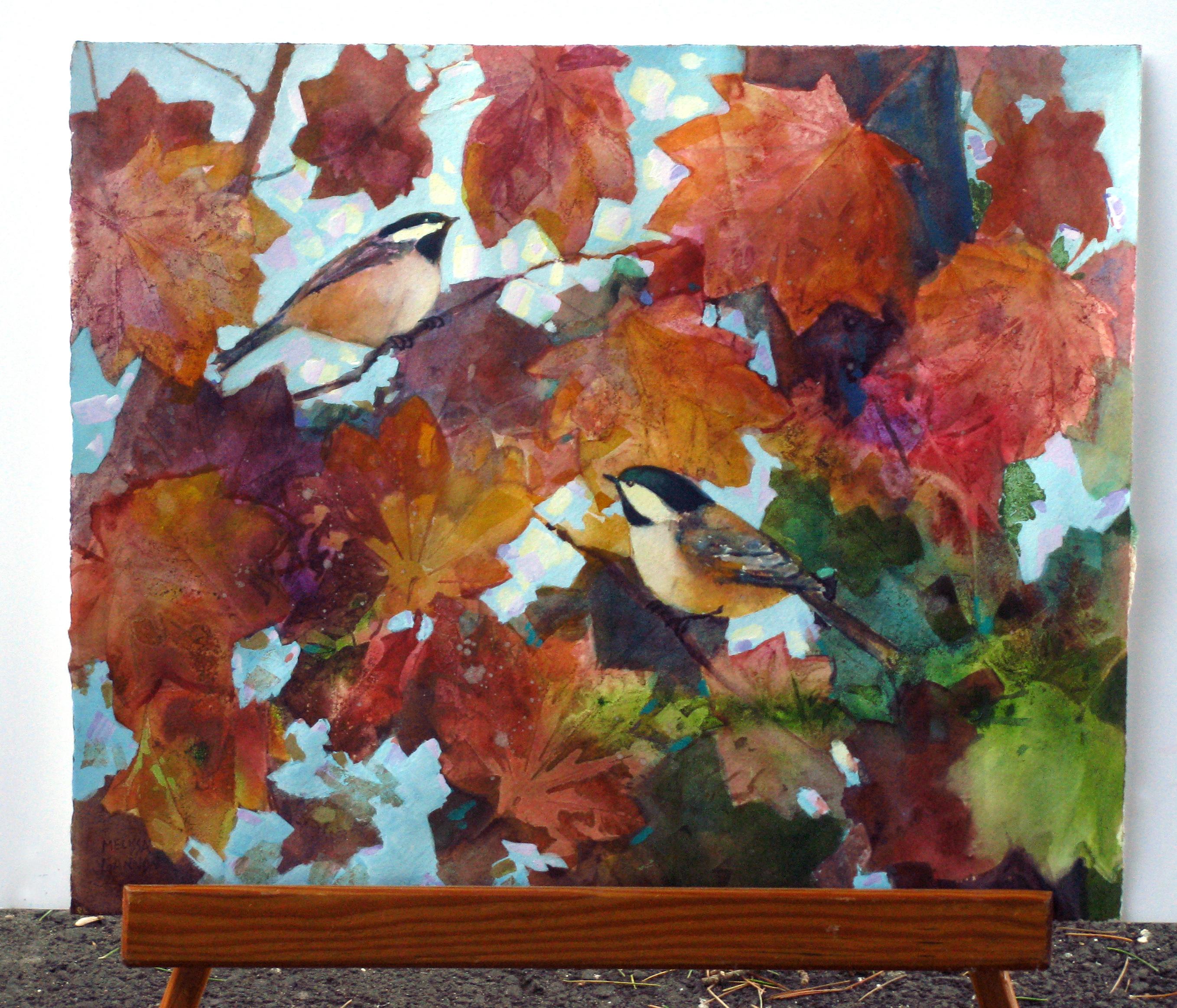 Fluttery Leaves, Original Painting - Contemporary Mixed Media Art by Melissa Gannon
