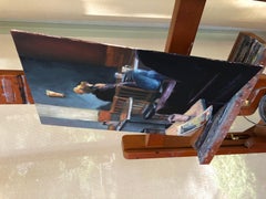 L'appel au téléphone, peinture à l'huile