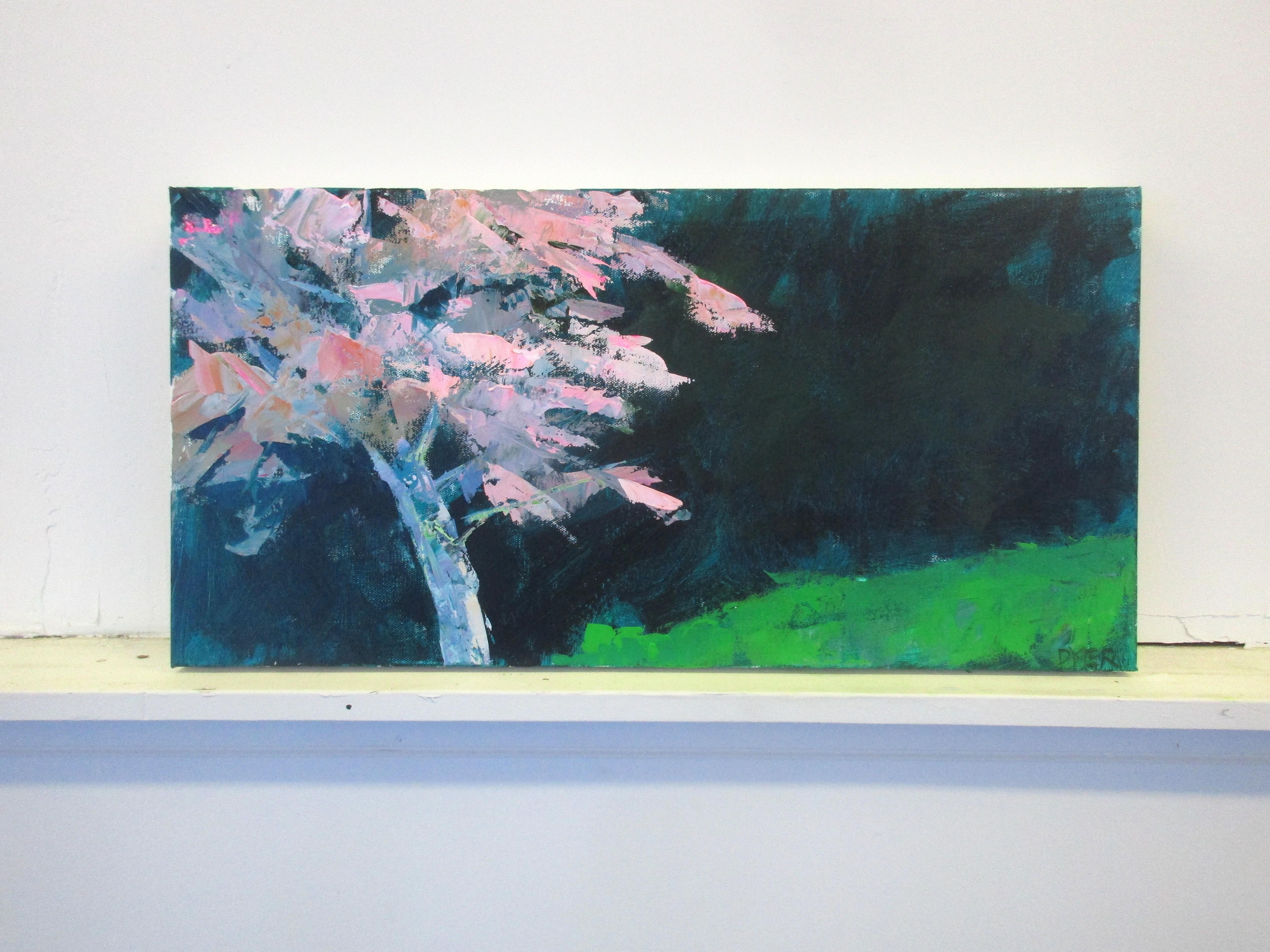 <p>Artist Comments<br>An homage to the blossoms and green grass of spring in the northeast. Simplified palette of greens and pink paired with the unique compositional balance set the gentle, poetic mood of the scene. Great detail suggested with an