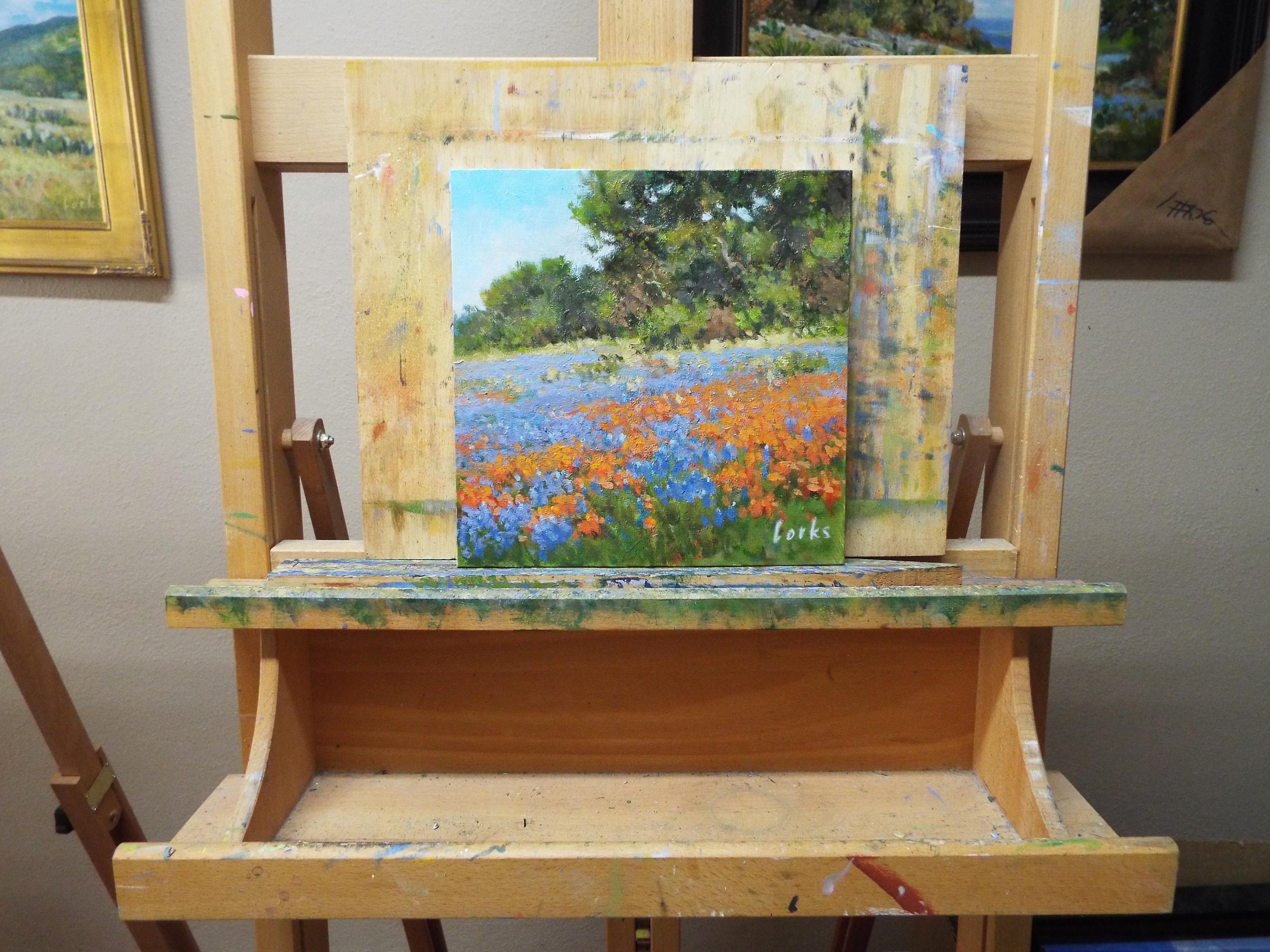 <p>Artist Comments<br>A Texas hillside in spring covered with wildflowers and bordered by old growth oak trees. Artist David Forks utilized a painterly impressionist technique to capture the fleeting splendor of the scene.</p><br/><p>About the