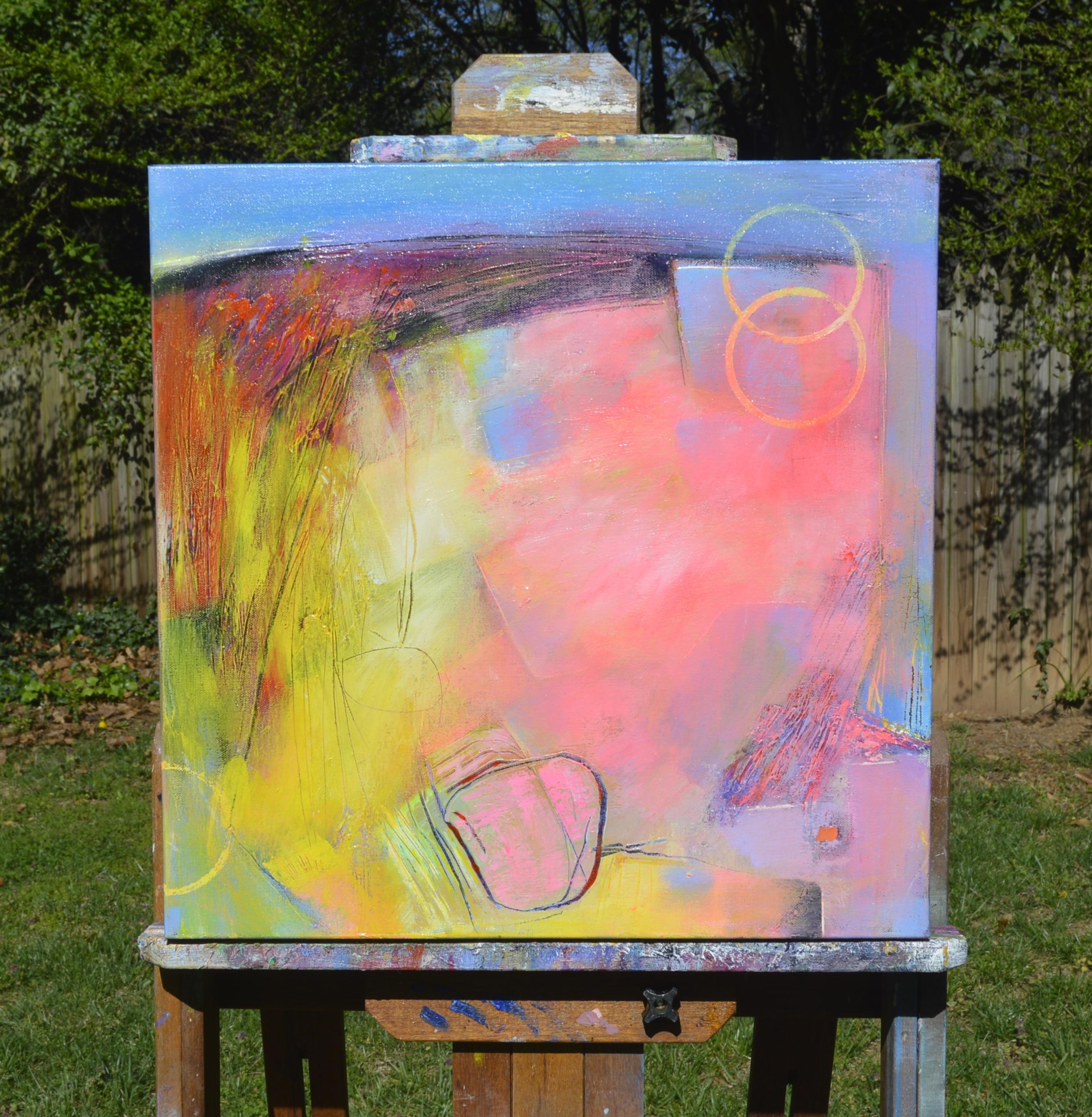 Paesaggio astratto con cerchi, pittura astratta - Painting Astratto di Patrick O'Boyle