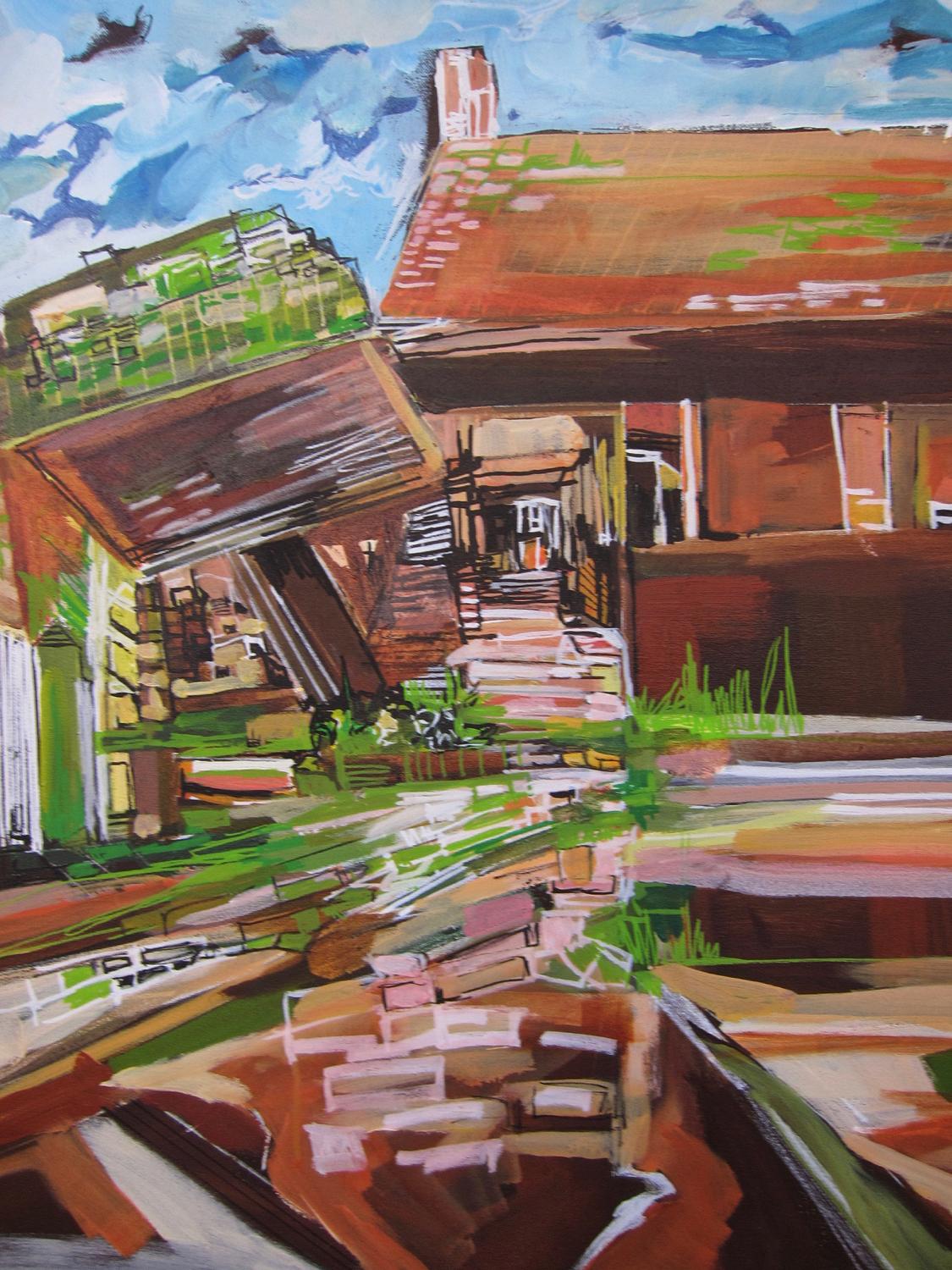Il cammino verso l'infinito, Pittura astratta - Abstract Painting Marrone di Colette Wirz Nauke