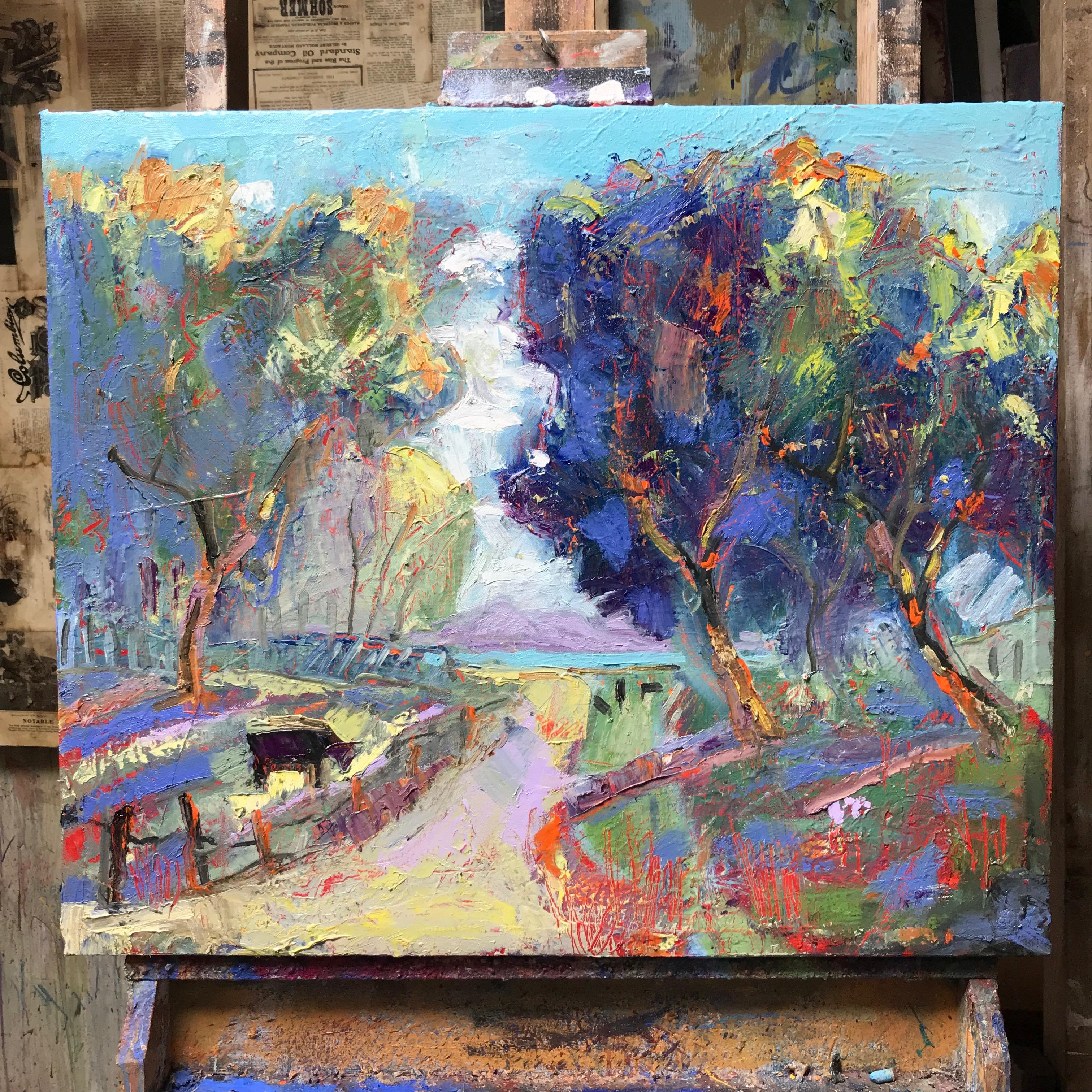 Bay Road, Oil Painting - Abstract Impressionist Art by James Hartman