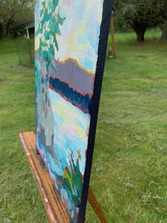 Gray Rock with Red, Oil Painting