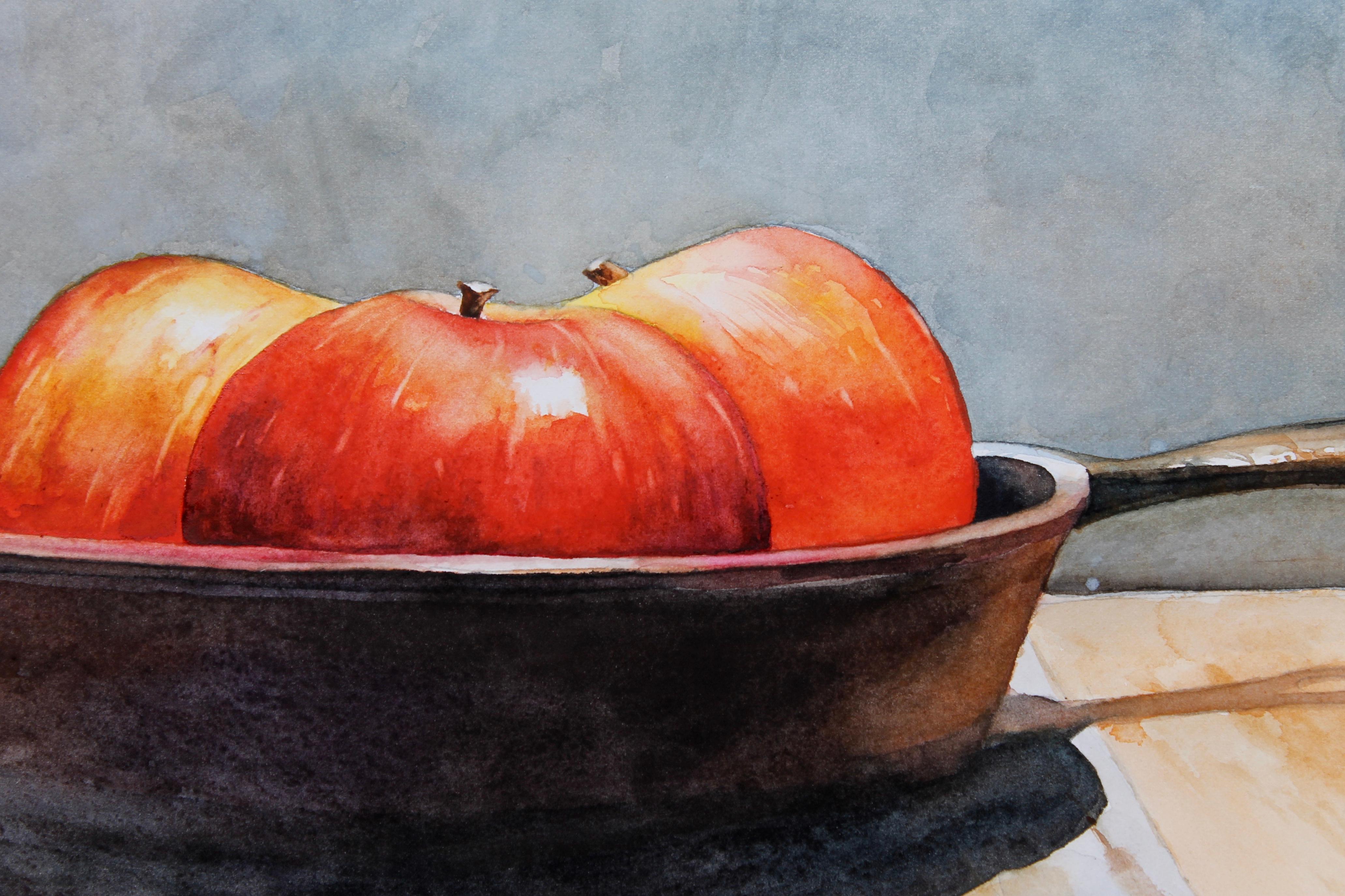 Fried Apfeln, Originalgemälde (Grau), Still-Life, von Dwight Smith