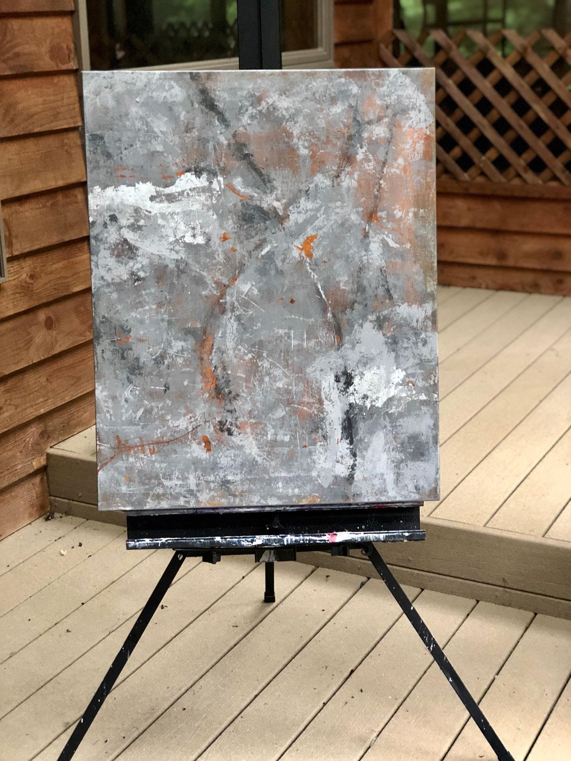 Arrangement in Silver and Gray, Abstract Painting For Sale 1