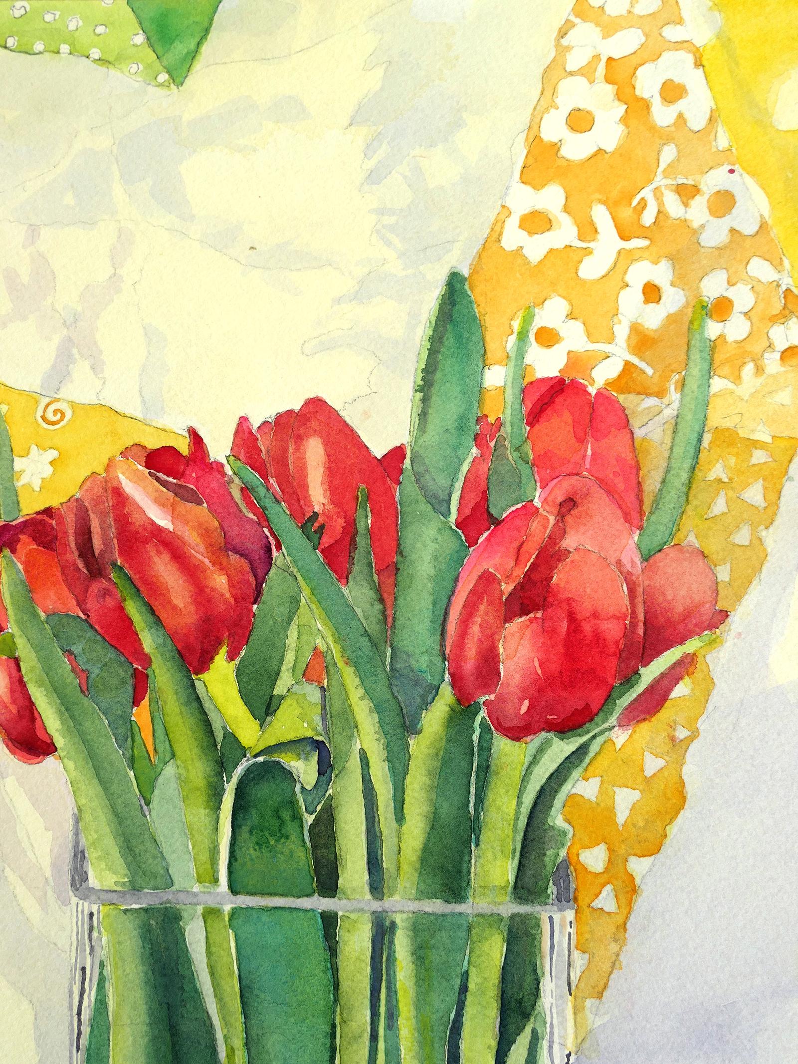 Tulip Friends in a Vase, Original Painting - Art by Nancy LaBerge Muren