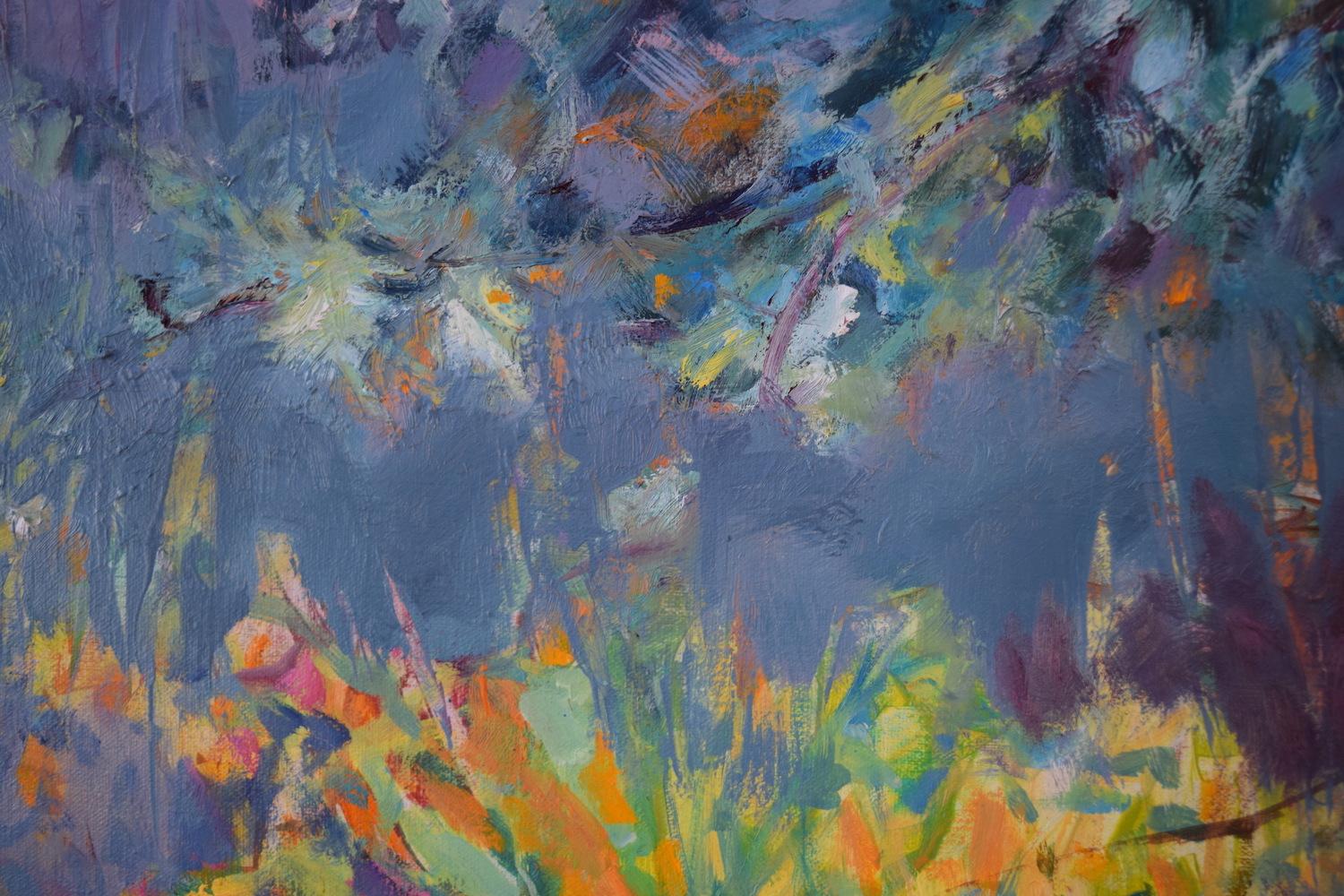 Needles and Plumes, Oil Painting - Abstract Impressionist Art by Mickey Cunningham