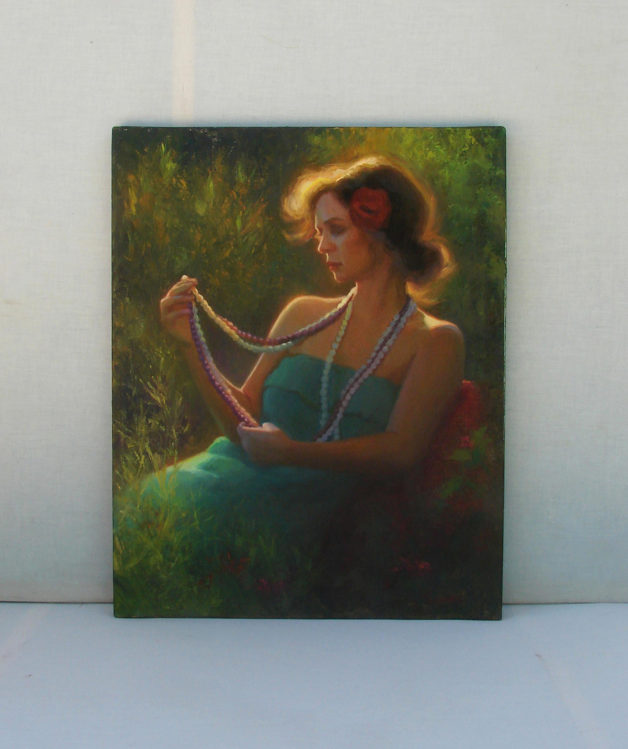 lady lost in thought painting