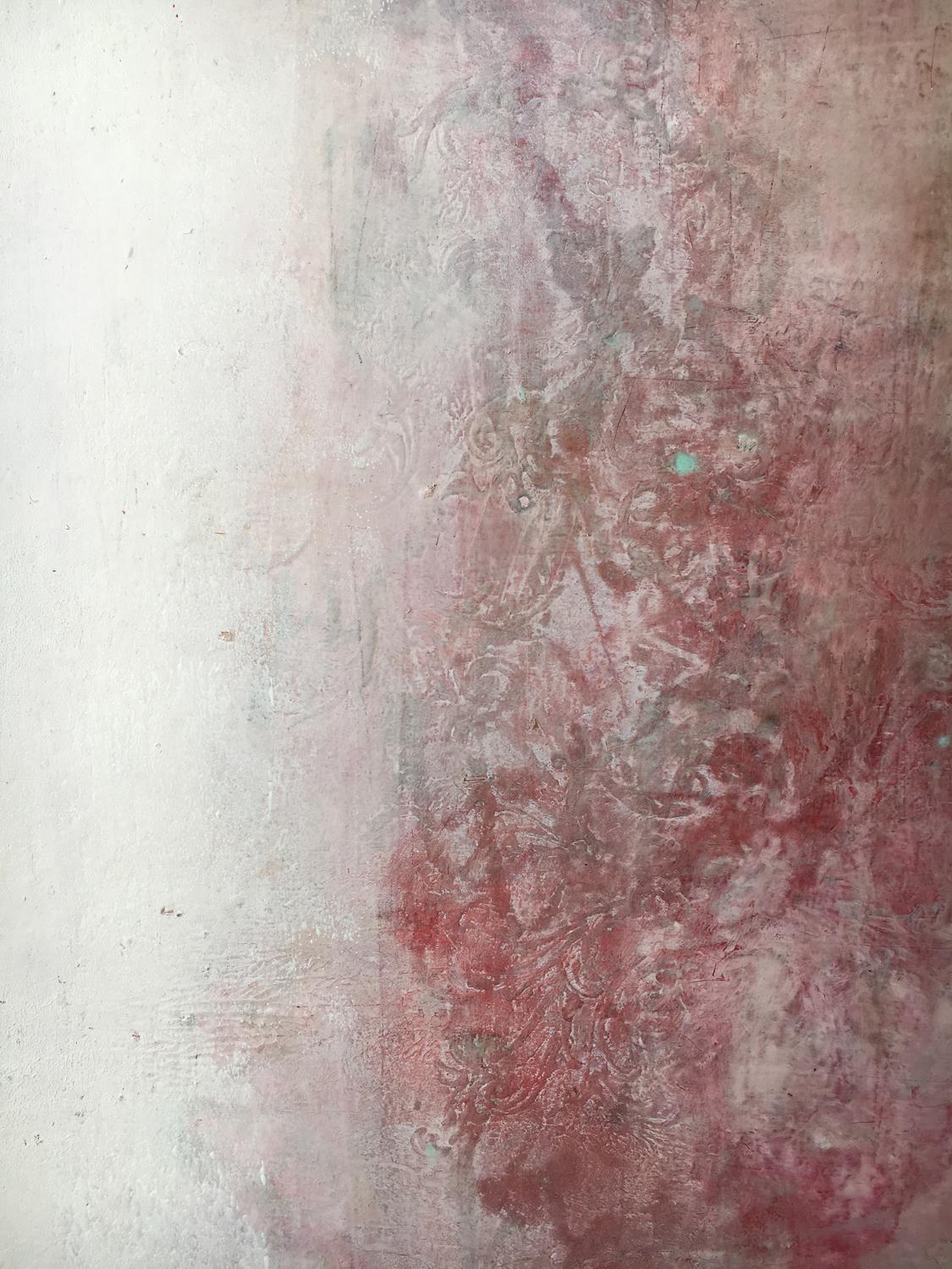 Peinture à l'huile abstraite, grès et neige - Marron Abstract Painting par Agata Kijanka