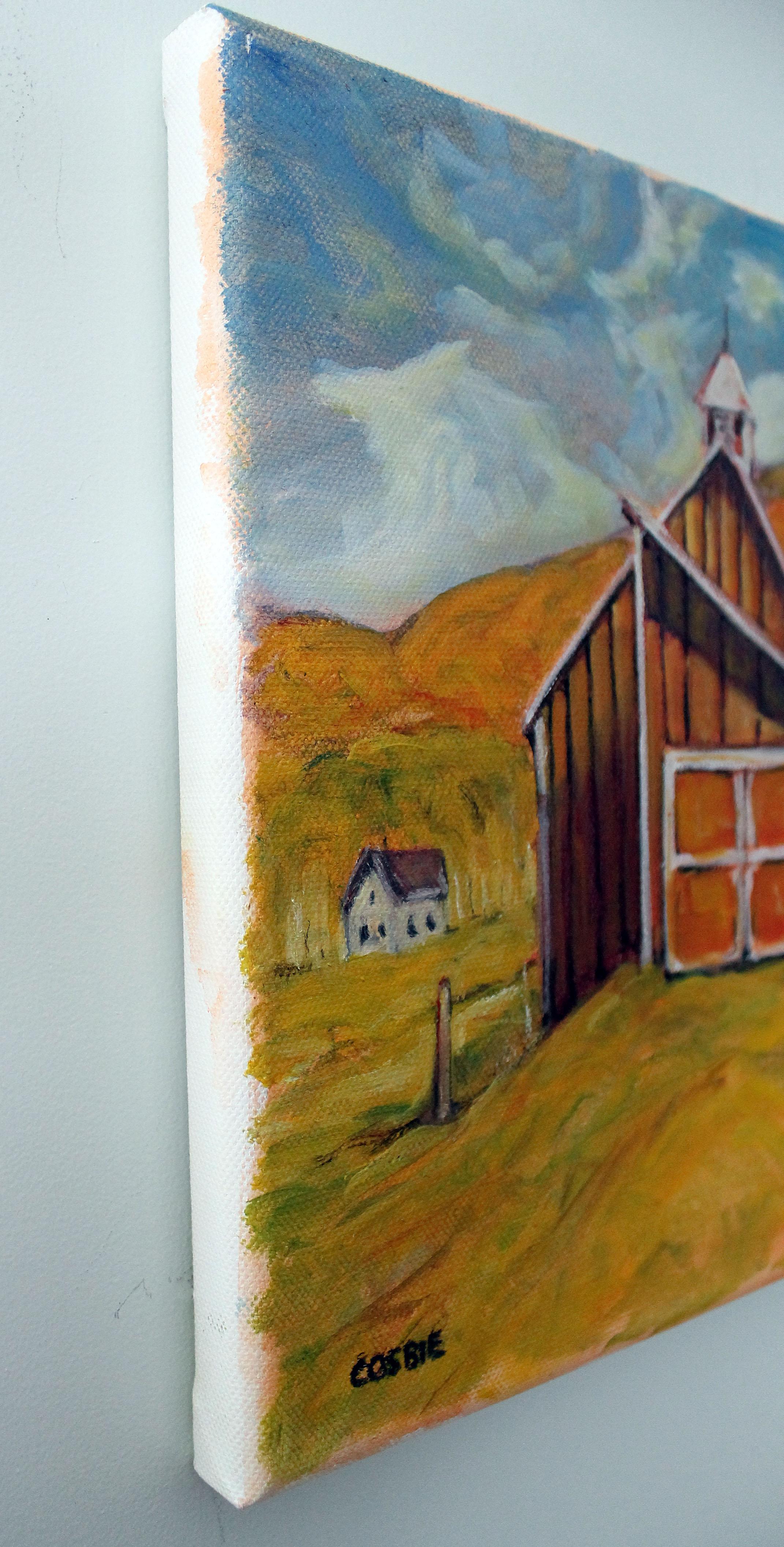 Grandview Bauernhof, Stowe, Vermont, Ölgemälde – Painting von Doug Cosbie