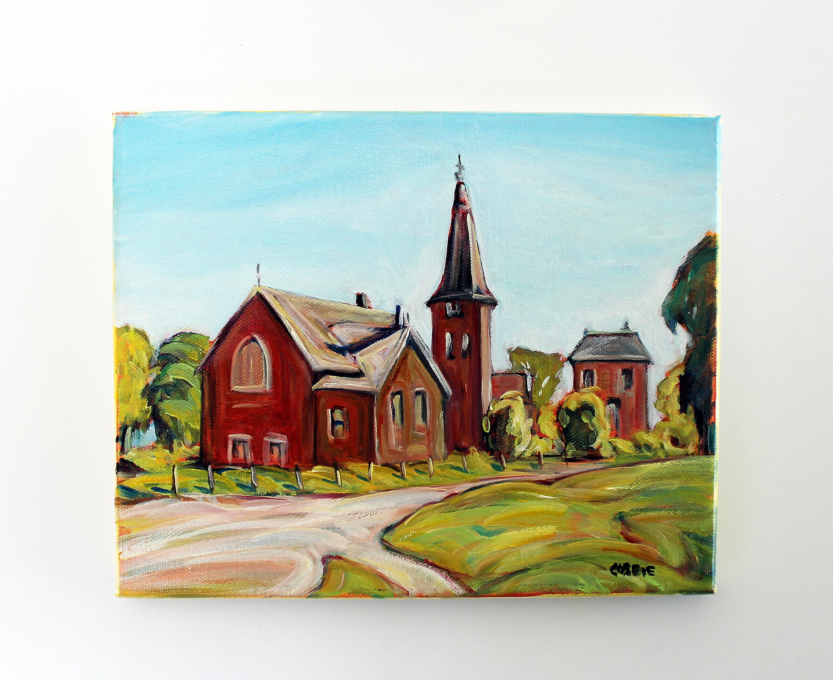 Peinture à l'huile de Woodlawn, Ontario - Gris Interior Painting par Doug Cosbie