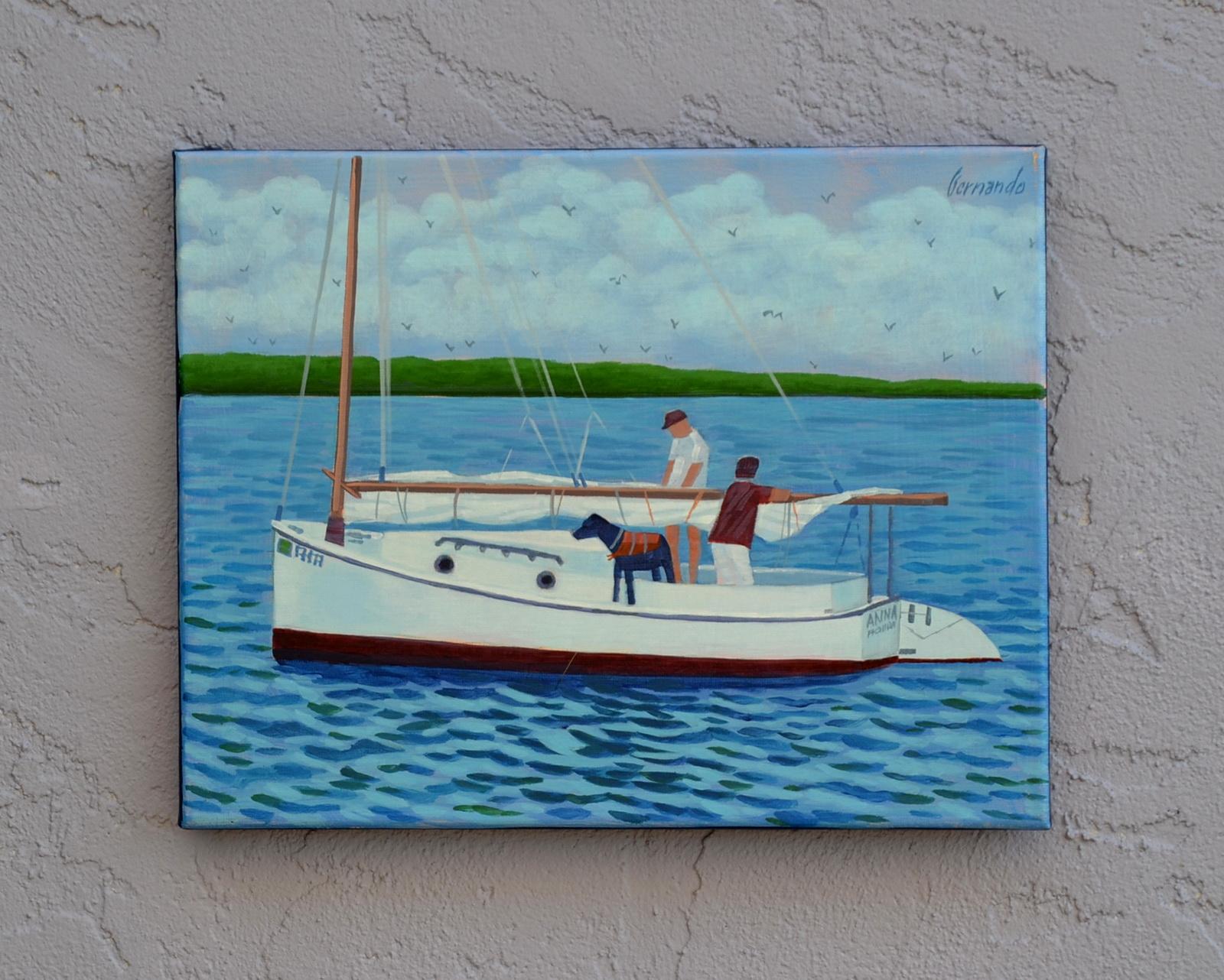 Sarasota Sailing, Original Painting - Blue Landscape Painting by Fernando Soler