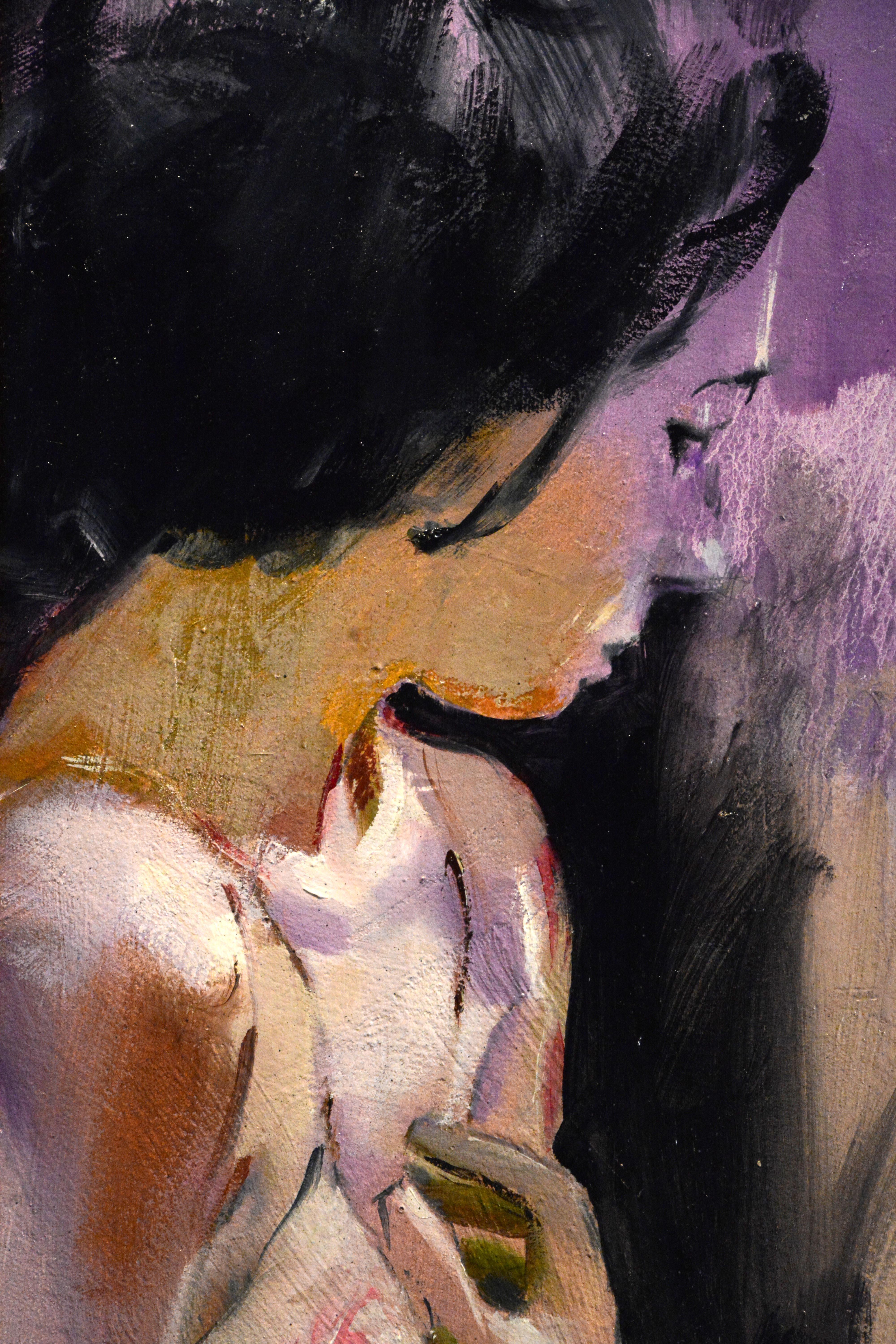 Moments, Oil Painting - Brown Figurative Painting by Gary Leonard