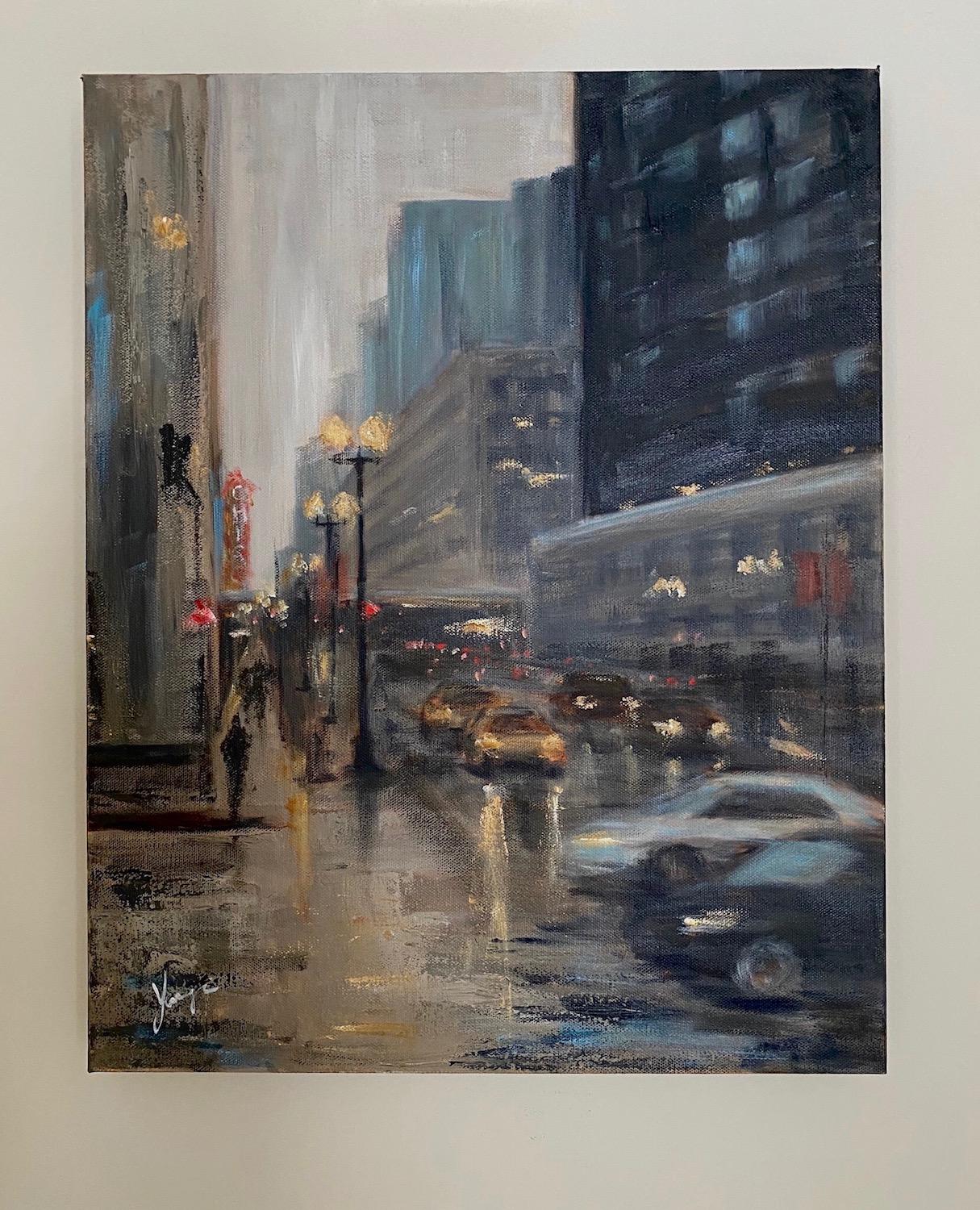 Calle State al atardecer, Pintura al óleo - Painting Impresionista abstracto de Yangzi Xu