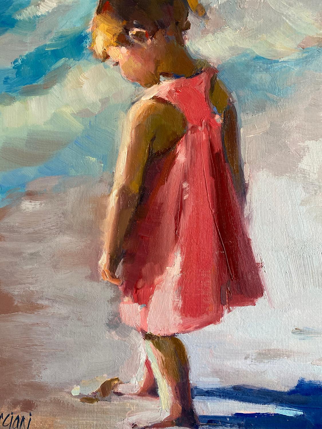 Sfumature d'estate, Pittura a olio - Figurative Painting Grigio di Claudia Verciani