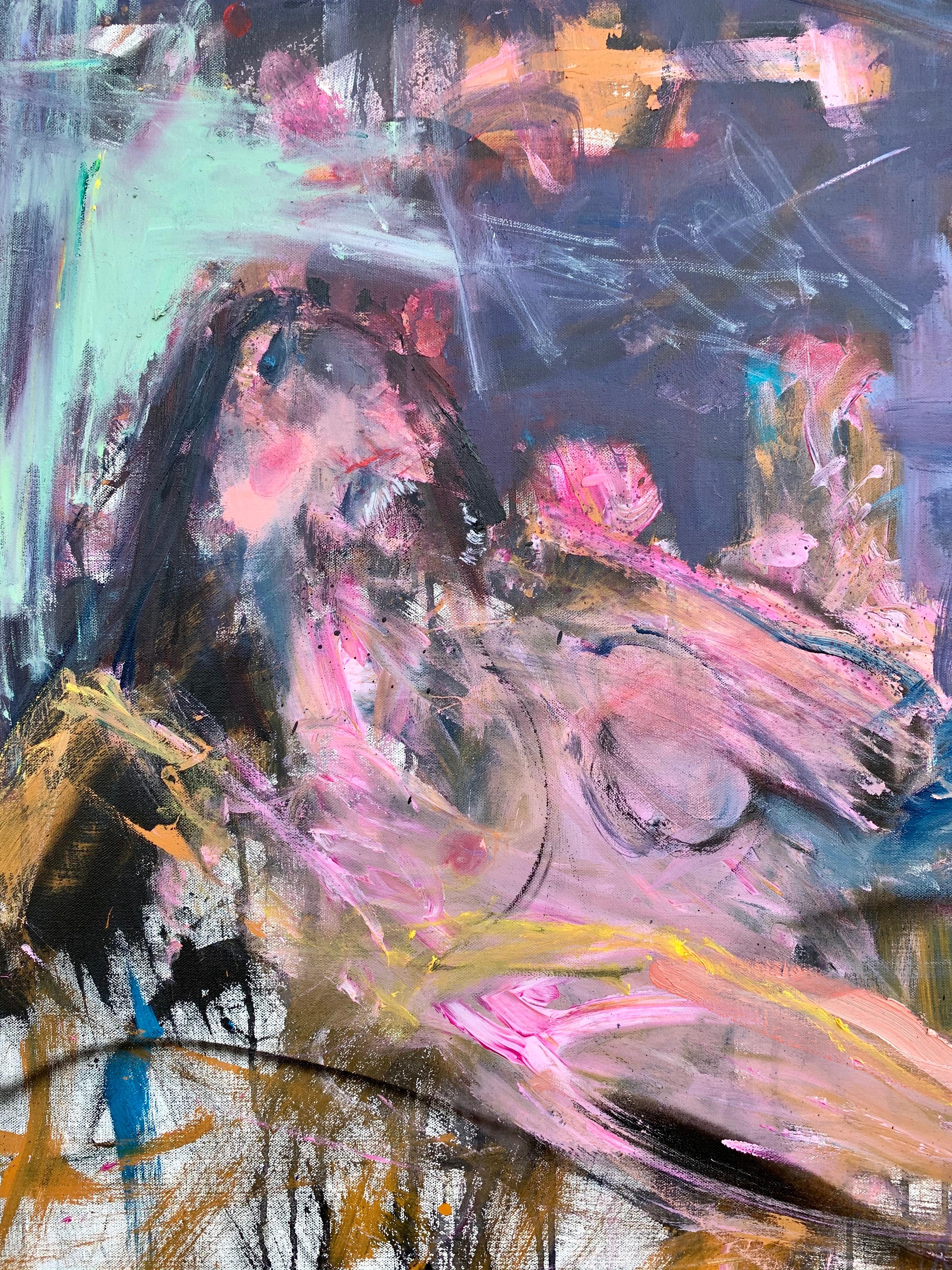 Sacrifice, Oil Painting - Abstract Expressionist Art by Damian Gomes