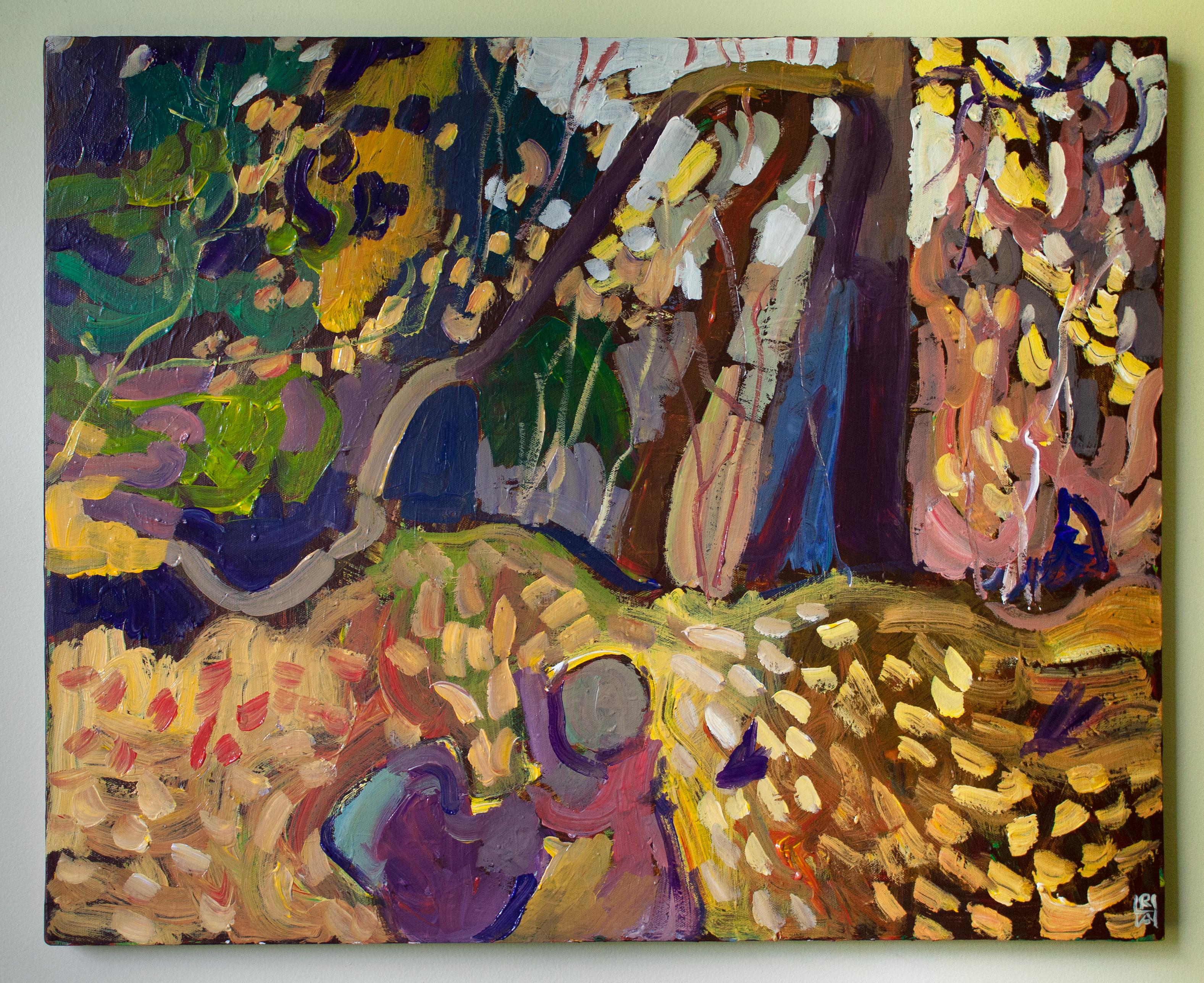 The Falling of the Leaves, Original Painting - Brown Landscape Painting by Robert Hofherr