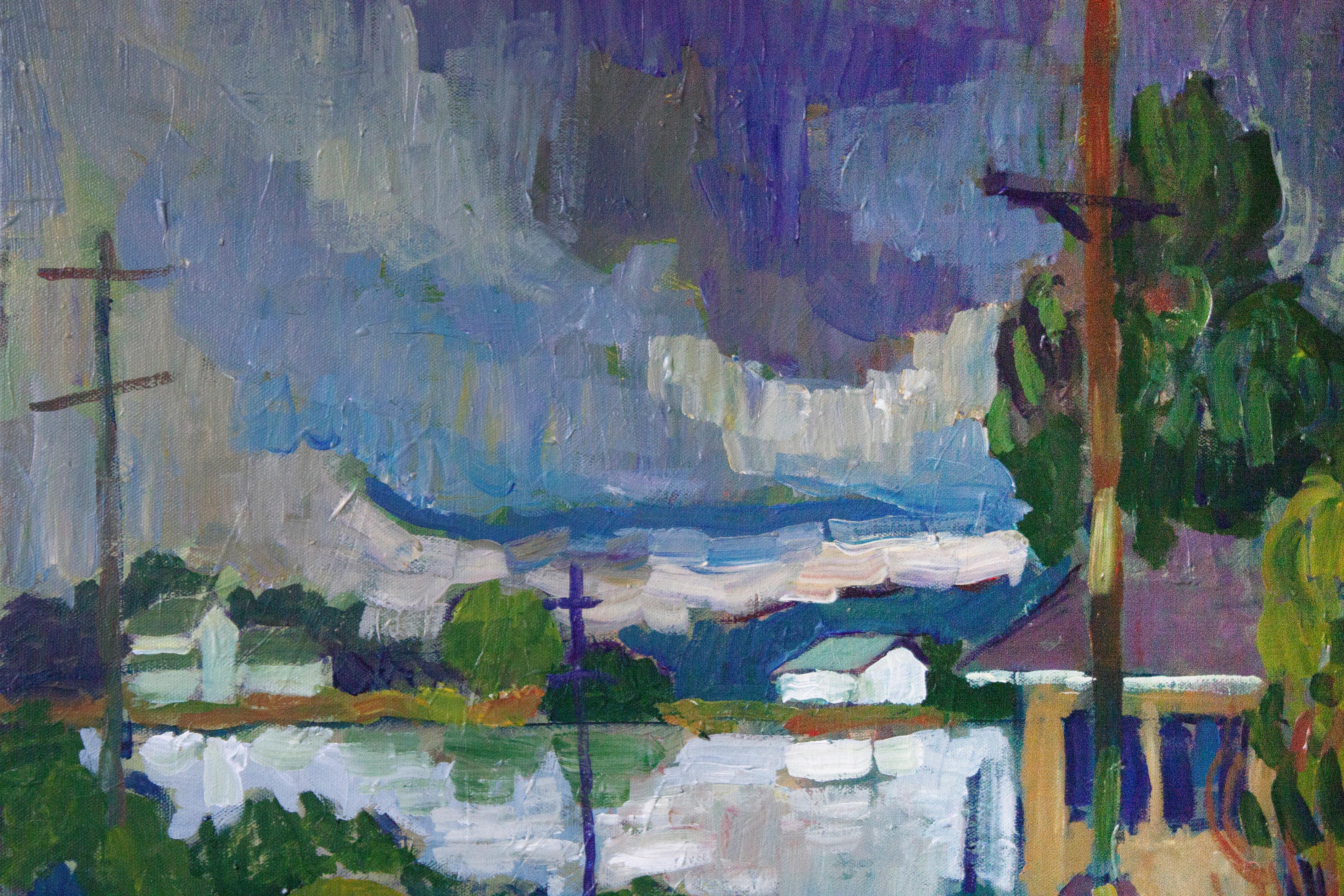 <p>Artist Comments<br />Based on a personal photograph taken by artist Robert Hofherr, this work captures the moment just before the rain begins to fall from heavy storm clouds over the Chesapeake and Delaware Canal. The clouds, which make up half