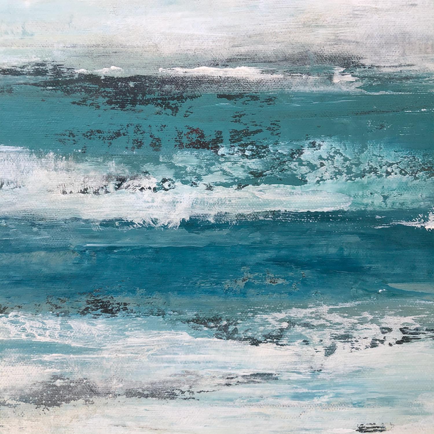 <p>Artist Comments<br />An abstract view of the ocean from the sandy shore, in white, cream and turquoise. Artist Drew Noel Marin says this minimalistic painting was inspired by the poem from Christy Ann Martine, 