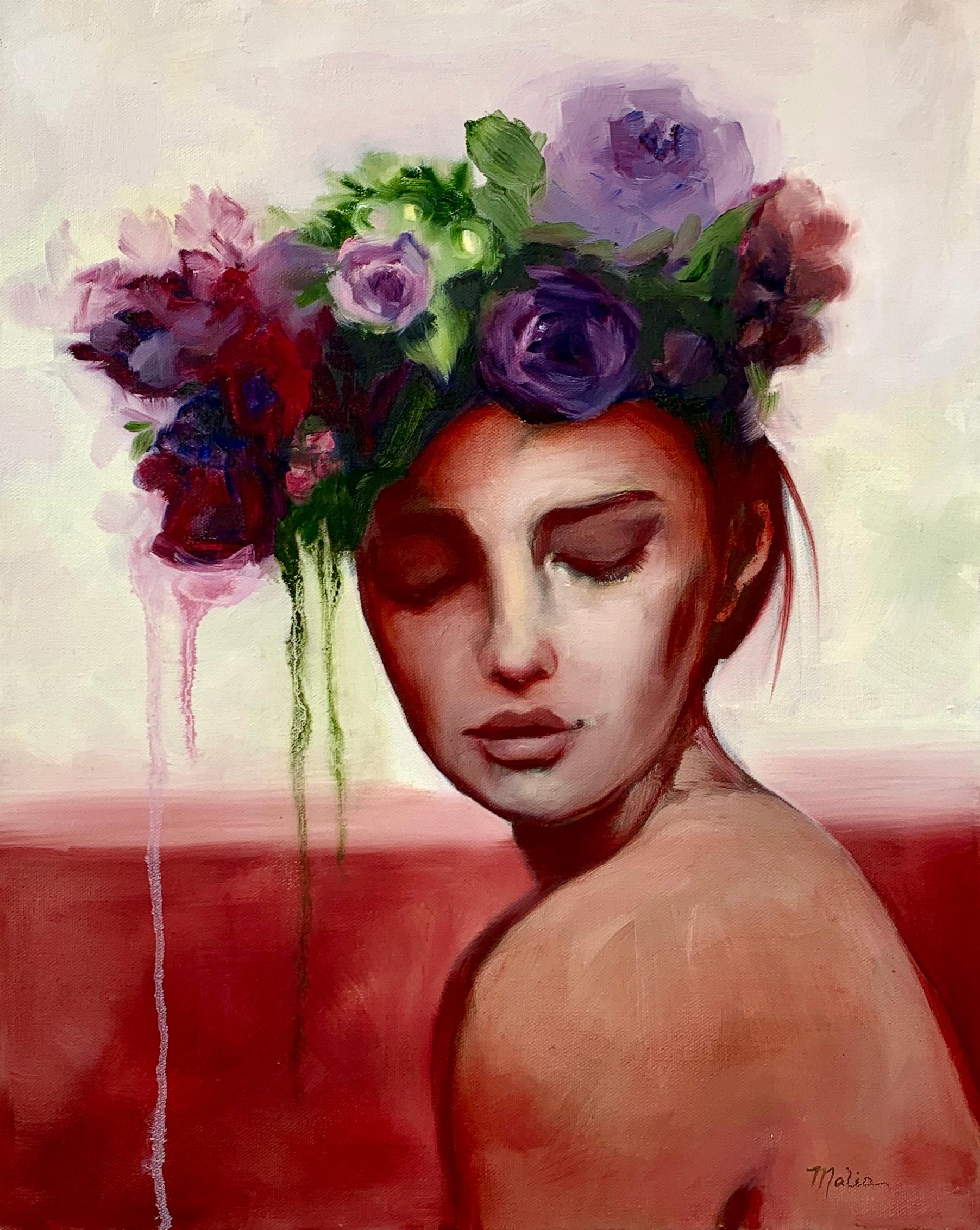 Malia Pettit Figurative Painting - Lady in Waiting, Oil Painting