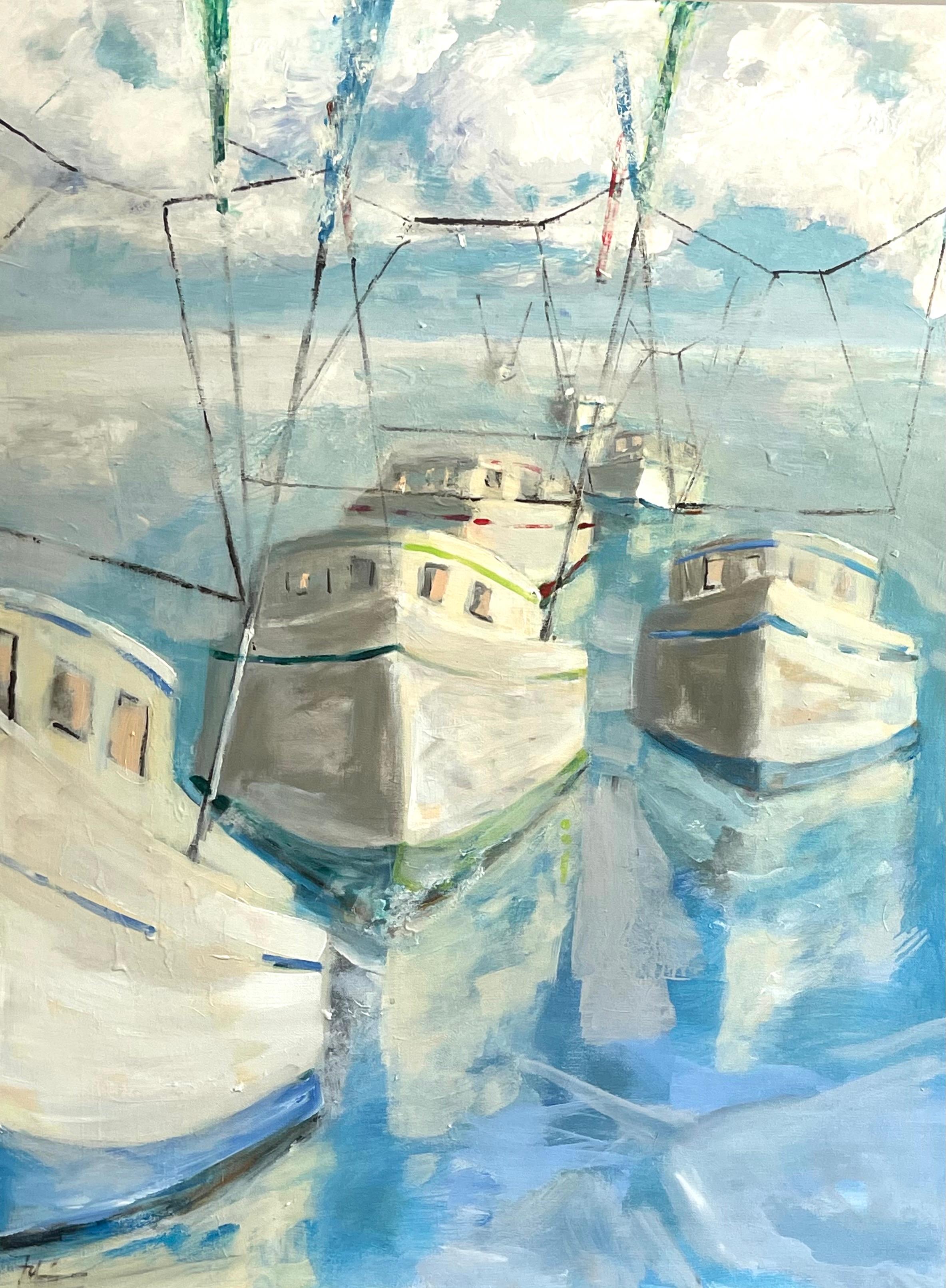 Patricia Fabian Landscape Painting - Caravan at Sea, Original Painting