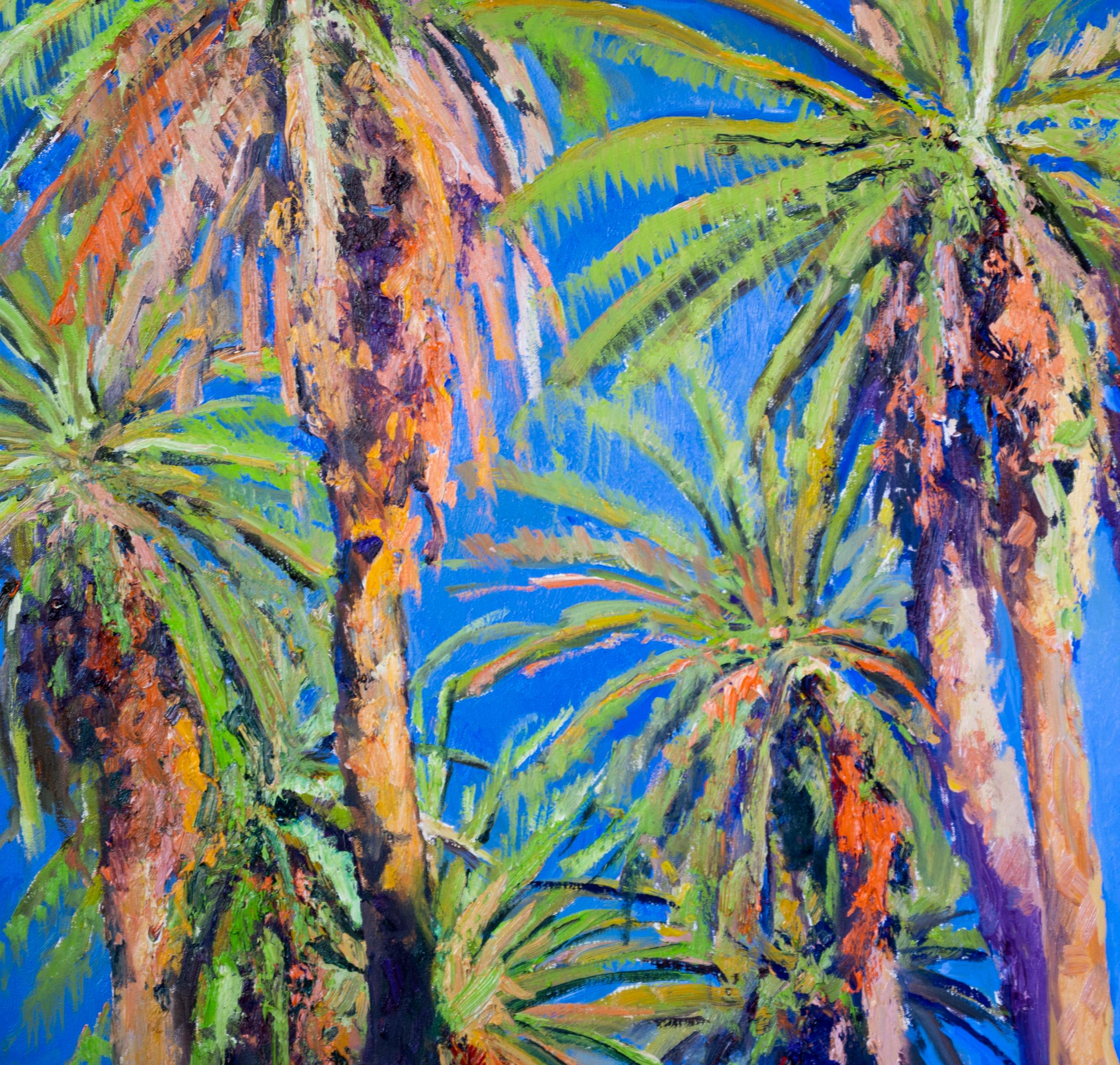 Palms of Beverly Hills, Ölgemälde (Blau), Landscape Painting, von Suren Nersisyan