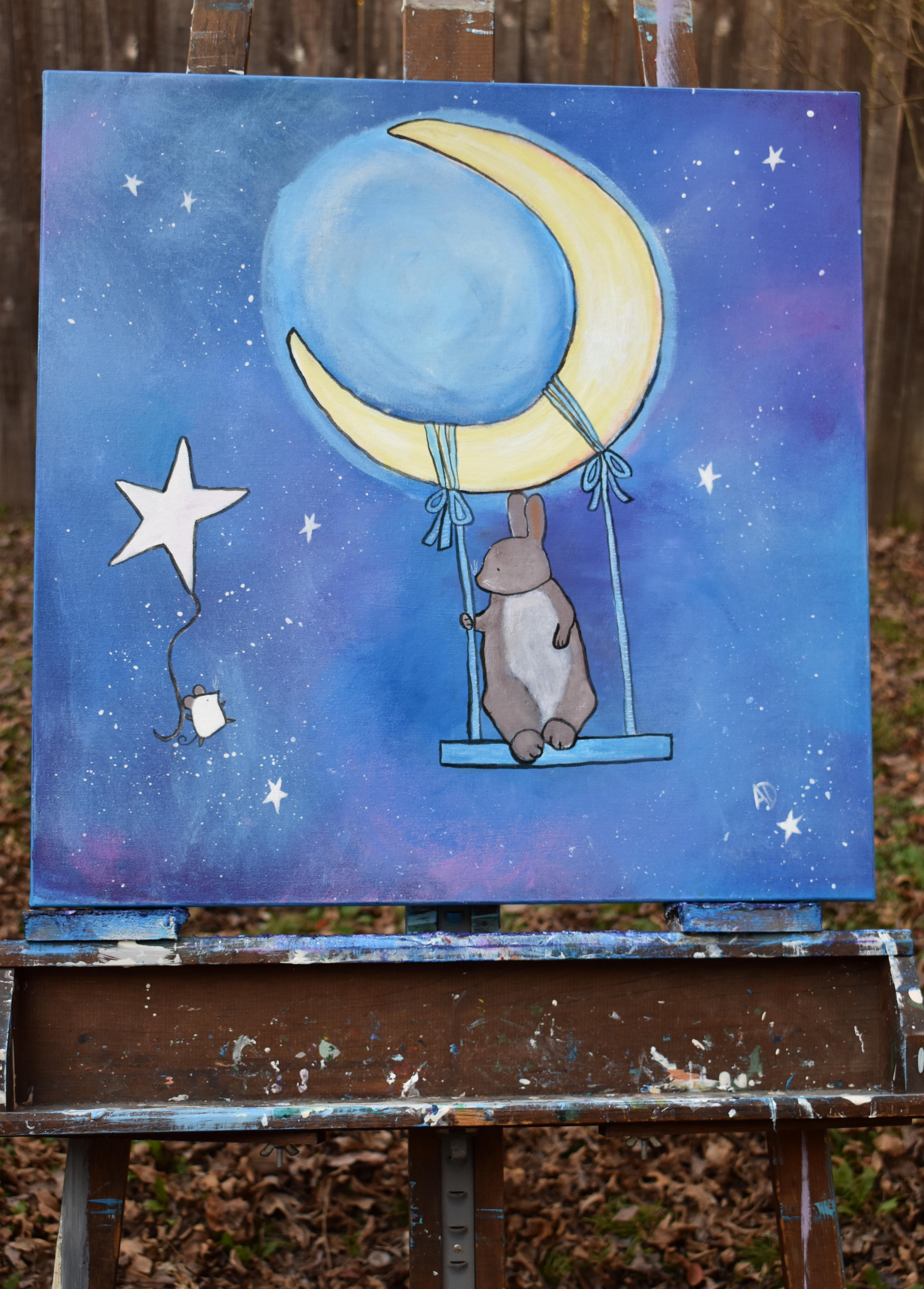 moon and stars painting